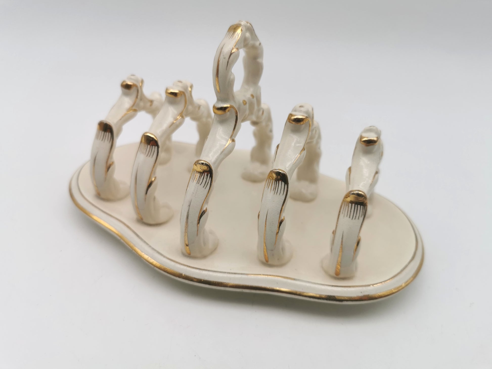 Ornate Design Gilt Accents Ceramic Toast Rack