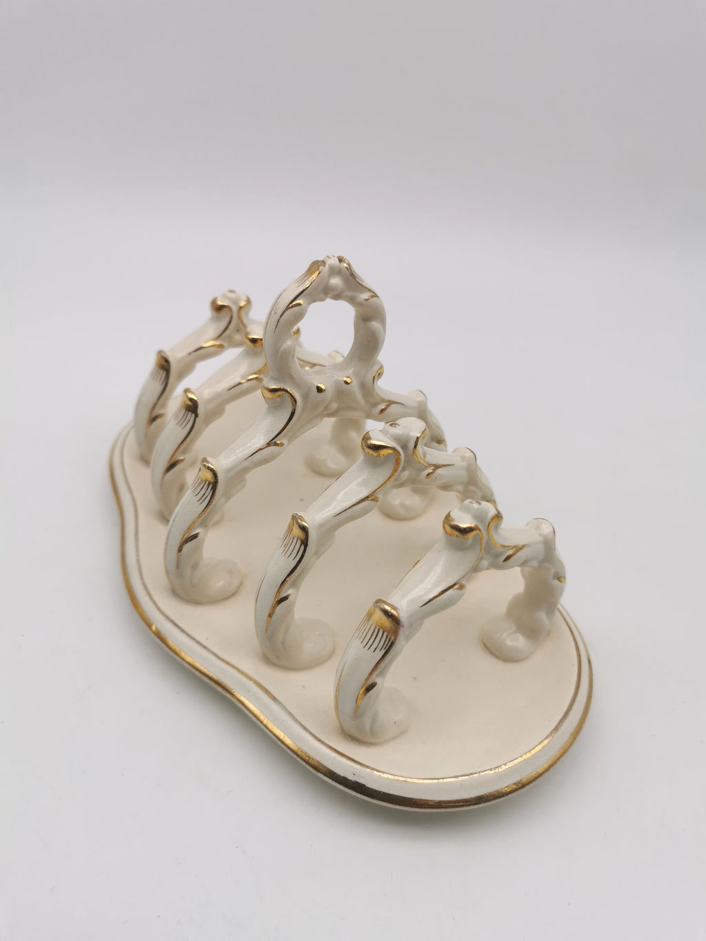 Ornate Design Gilt Accents Ceramic Toast Rack
