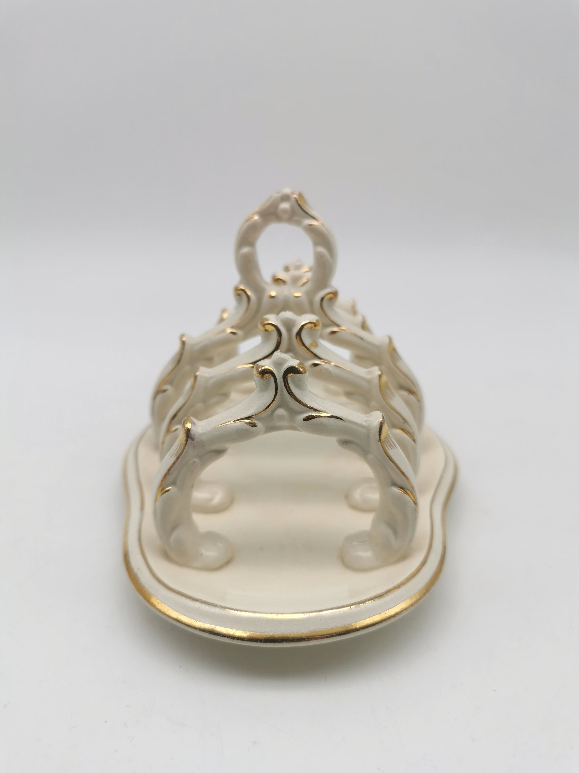 Ornate Design Gilt Accents Ceramic Toast Rack