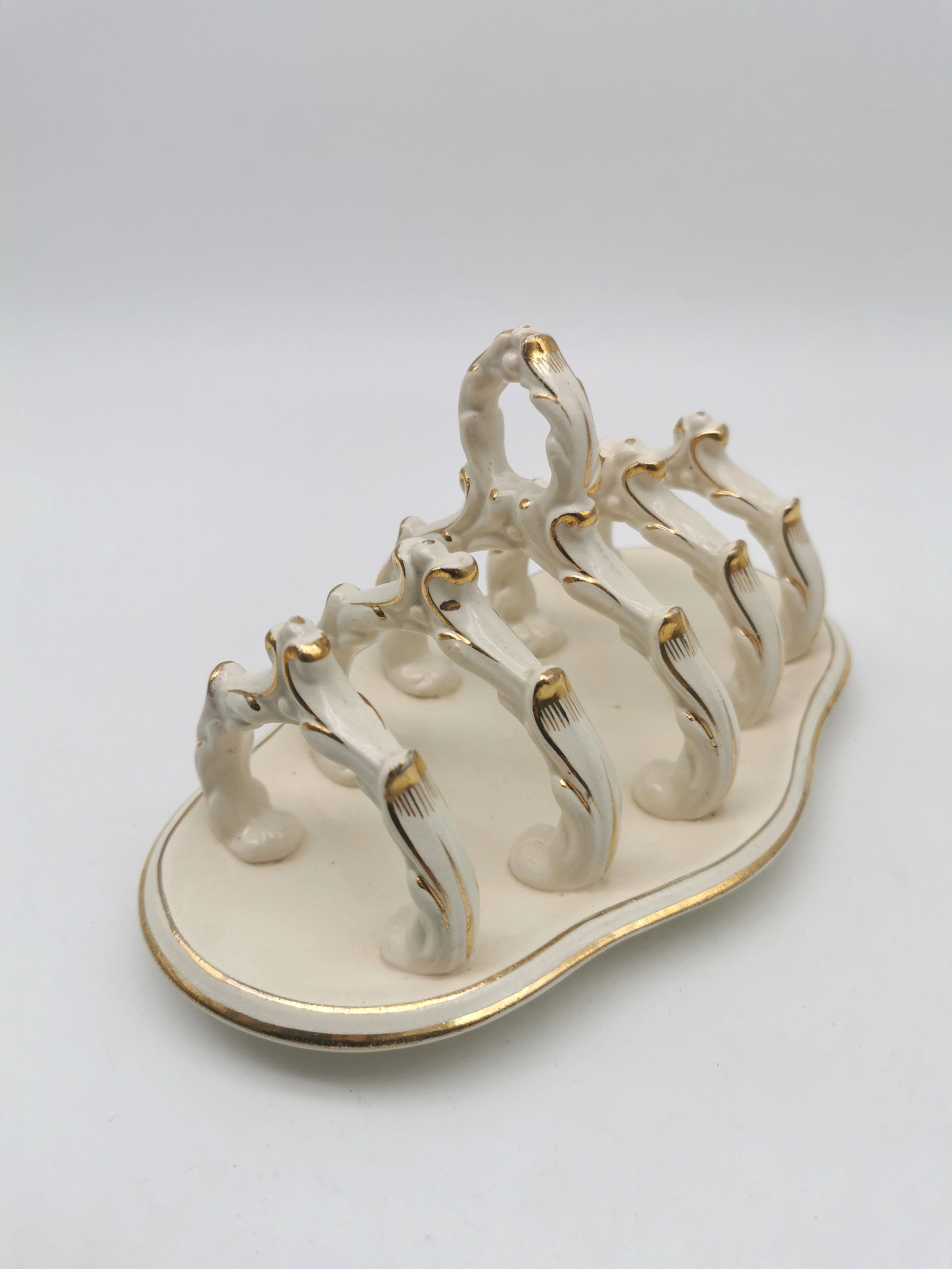 Ornate Design Gilt Accents Ceramic Toast Rack