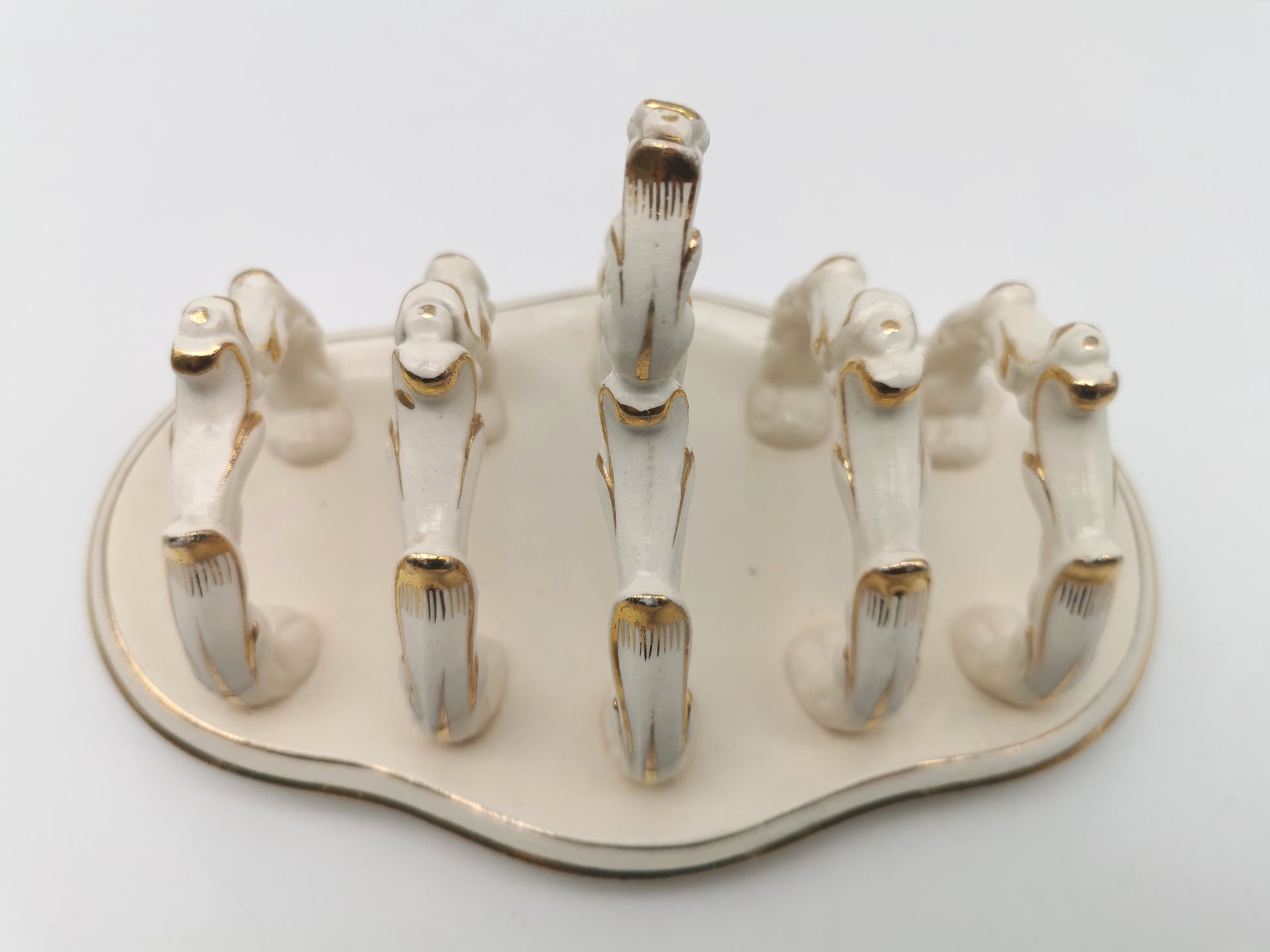 Ornate Design Gilt Accents Ceramic Toast Rack