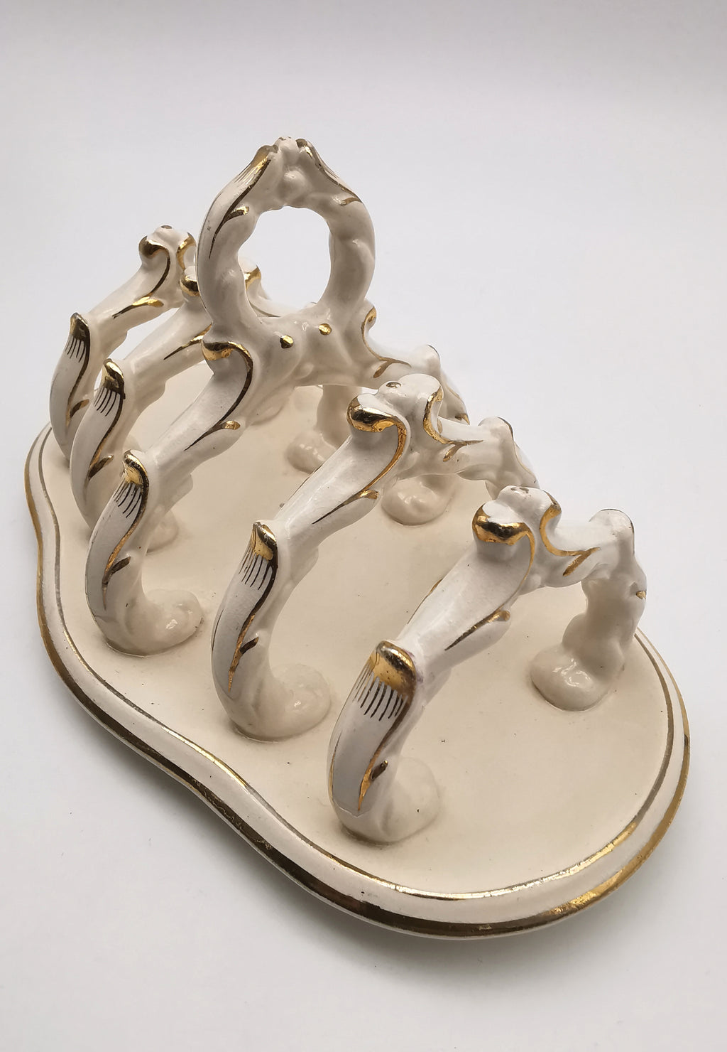 Ornate Design Gilt Accents Ceramic Toast Rack