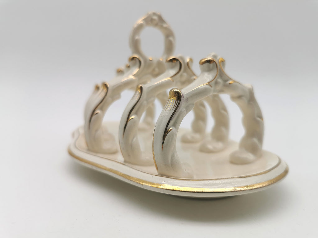 Ornate Design Gilt Accents Ceramic Toast Rack