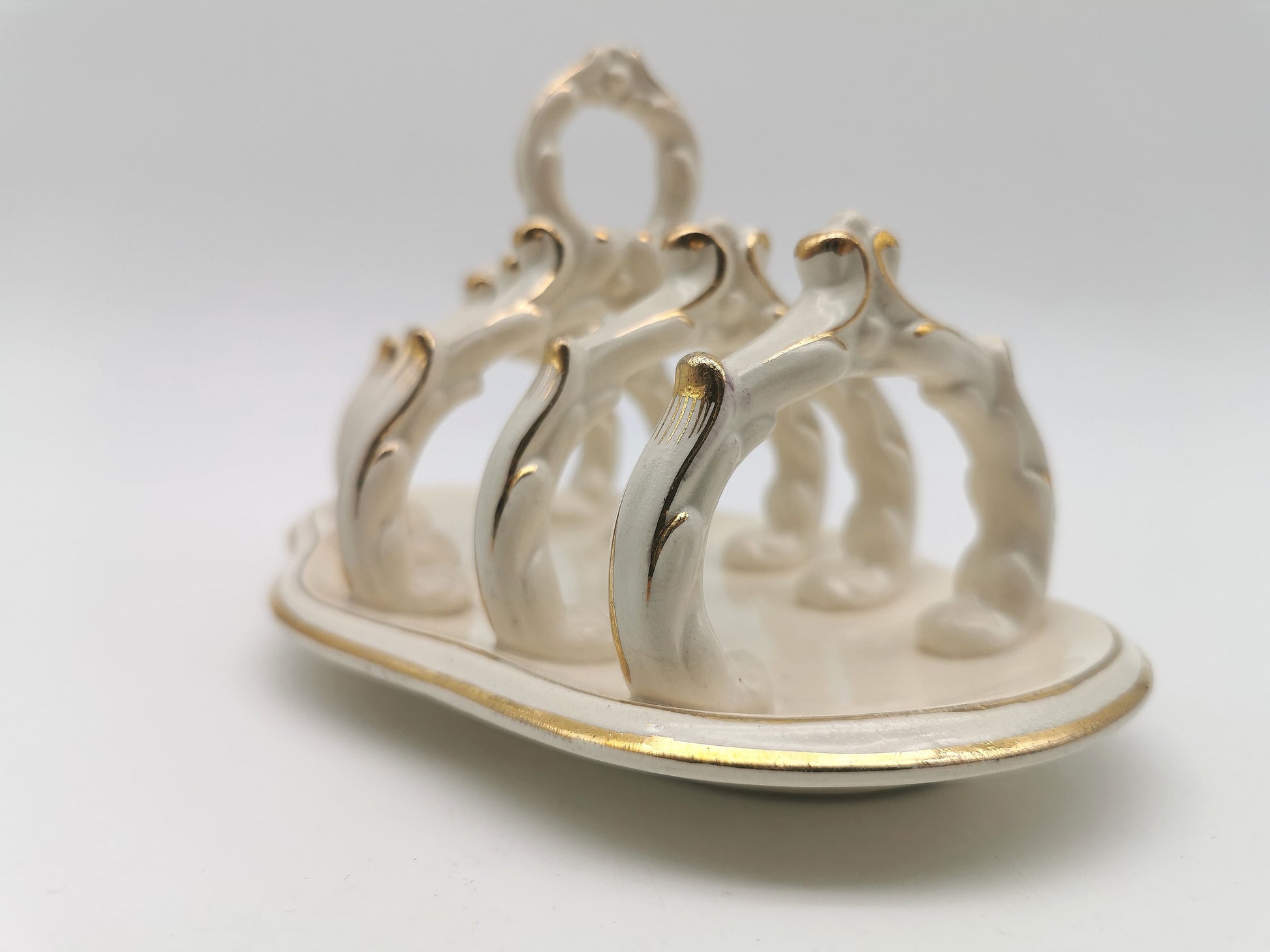 Ornate Design Gilt Accents Ceramic Toast Rack