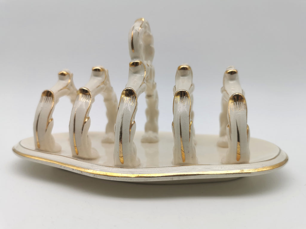 Ornate Design Gilt Accents Ceramic Toast Rack