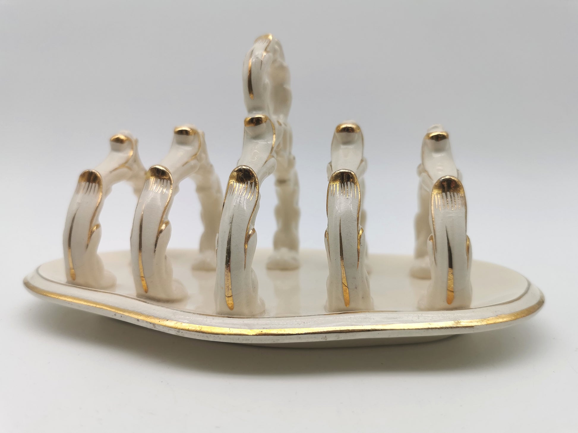 Ornate Design Gilt Accents Ceramic Toast Rack