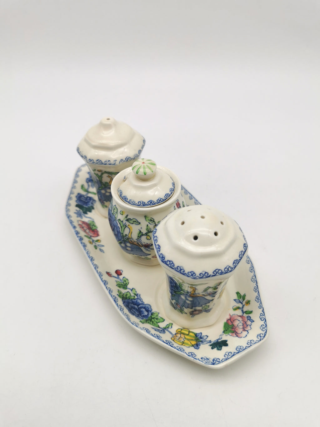 Vintage Mason's Patent Ironstone "Regency" Cruet Condiment Set with Tray