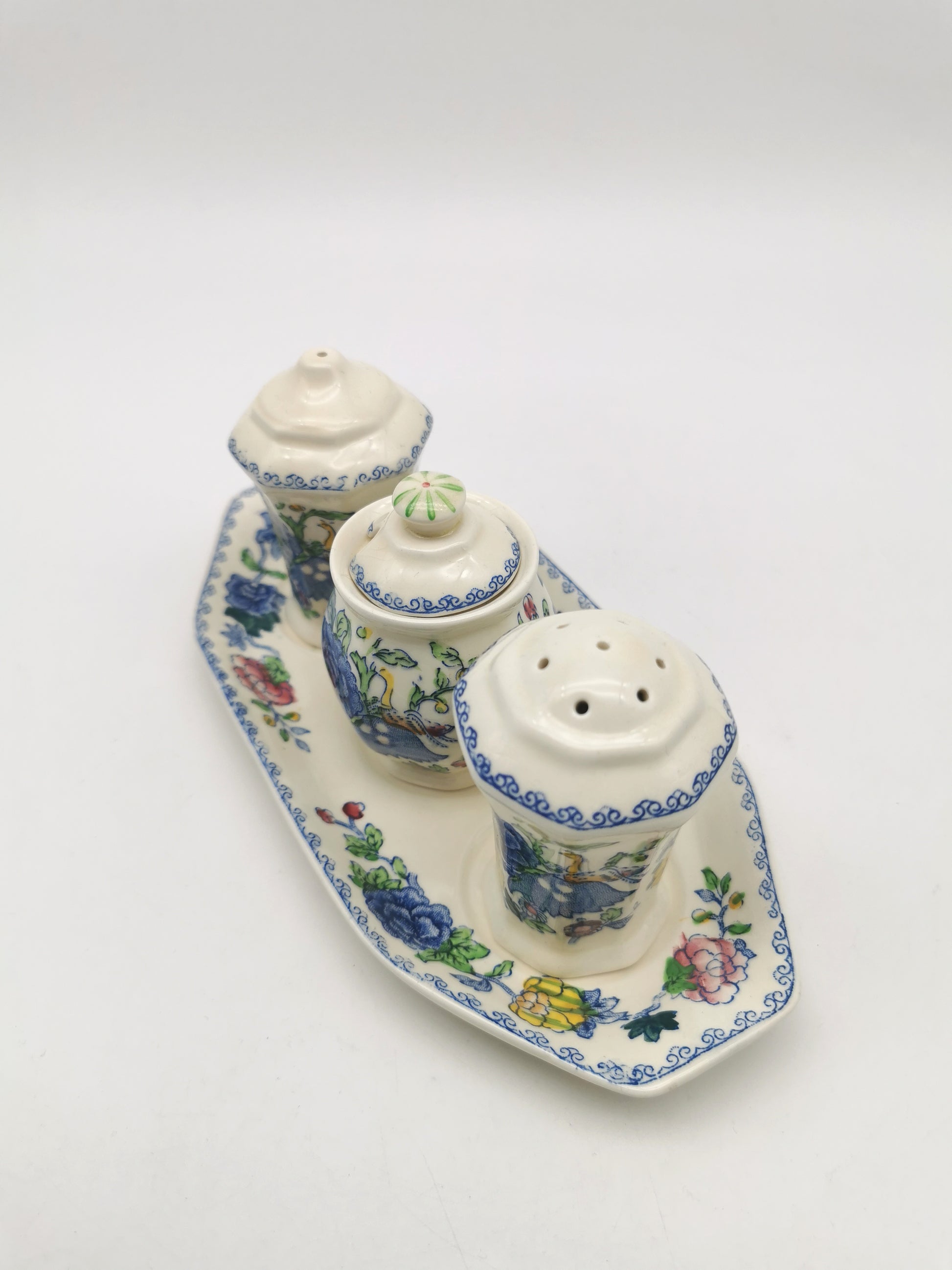 Vintage Mason's Patent Ironstone "Regency" Cruet Condiment Set with Tray