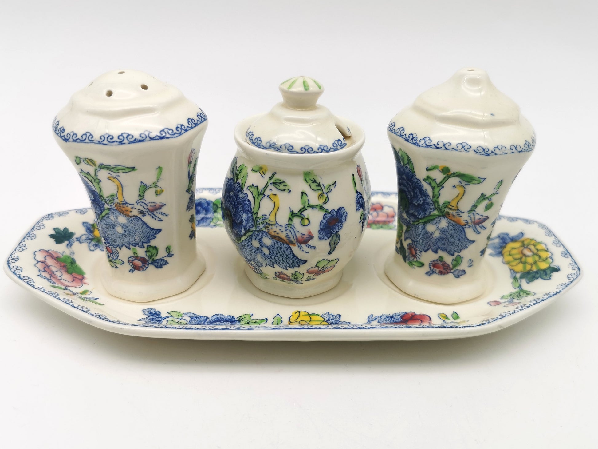 Vintage Mason's Patent Ironstone "Regency" Cruet Condiment Set with Tray