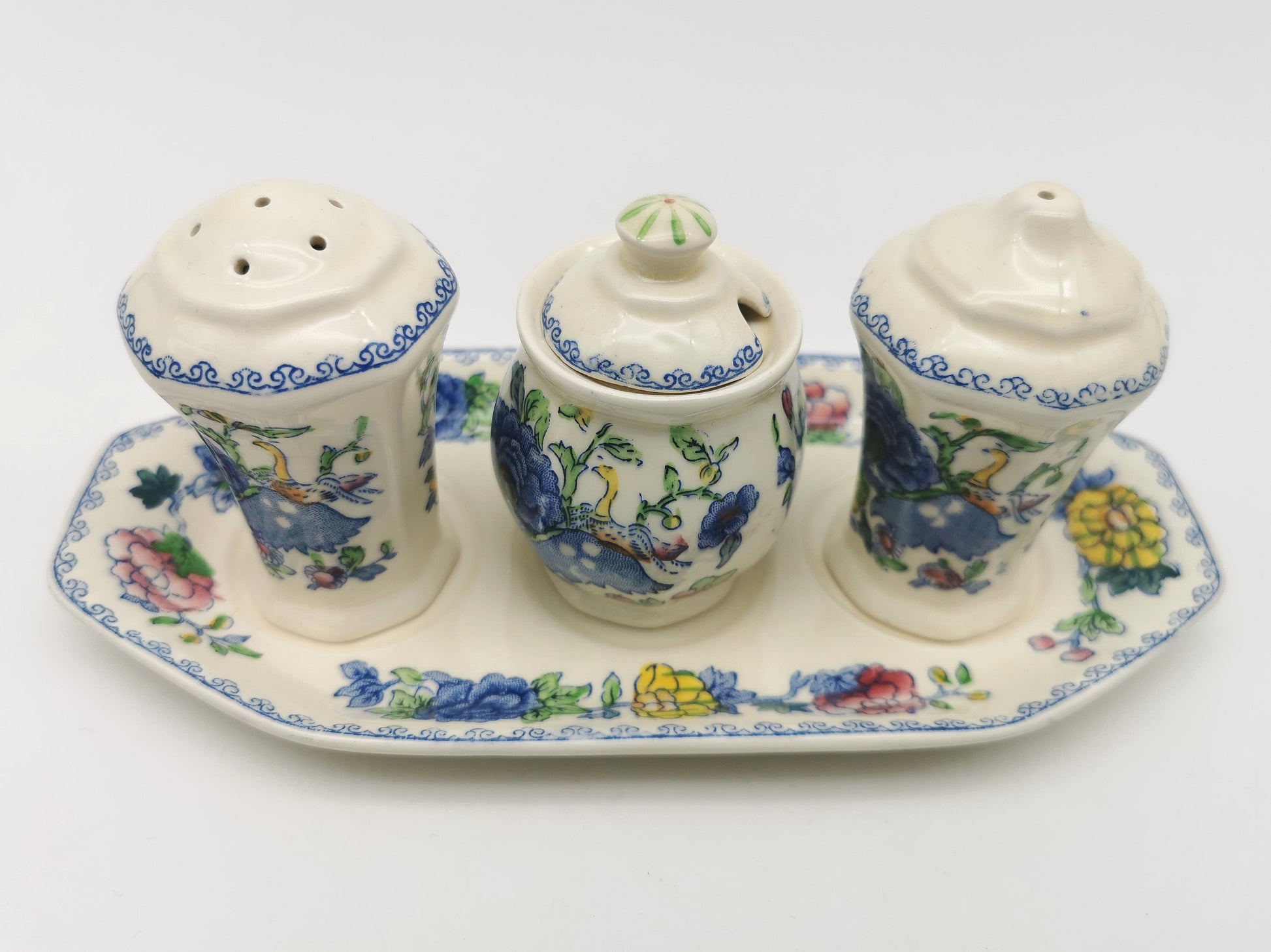 Vintage Mason's Patent Ironstone "Regency" Cruet Condiment Set with Tray