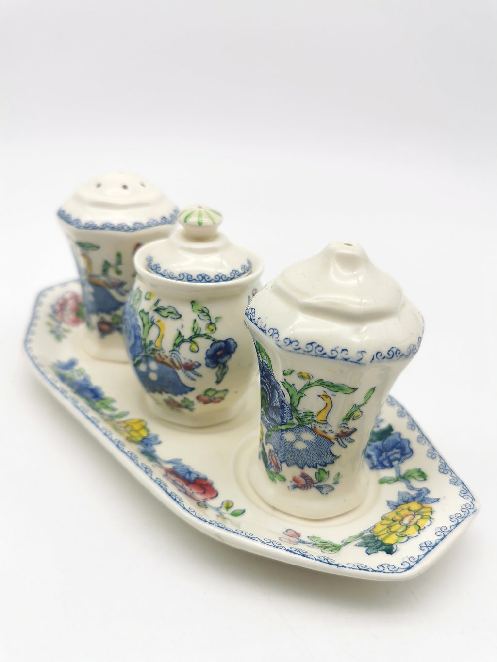 Vintage Mason's Patent Ironstone "Regency" Cruet Condiment Set with Tray