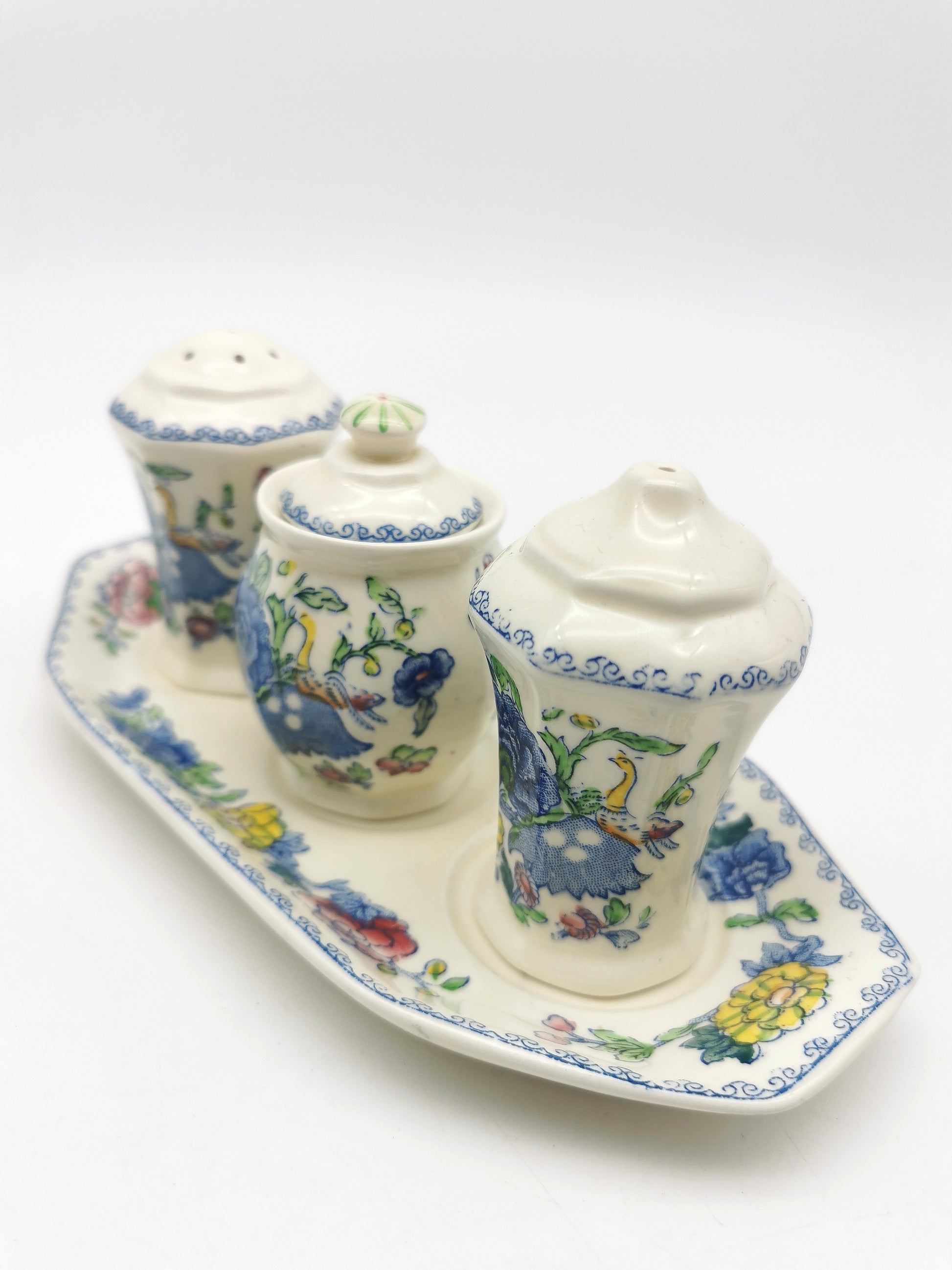 Vintage Mason's Patent Ironstone "Regency" Cruet Condiment Set with Tray