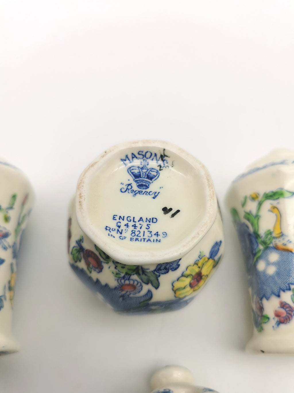 Vintage Mason's Patent Ironstone "Regency" Cruet Condiment Set with Tray