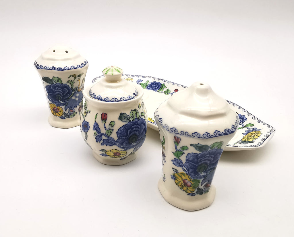 Vintage Mason's Patent Ironstone "Regency" Cruet Condiment Set with Tray