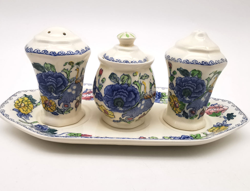 Vintage Mason's Patent Ironstone "Regency" Cruet Condiment Set with Tray