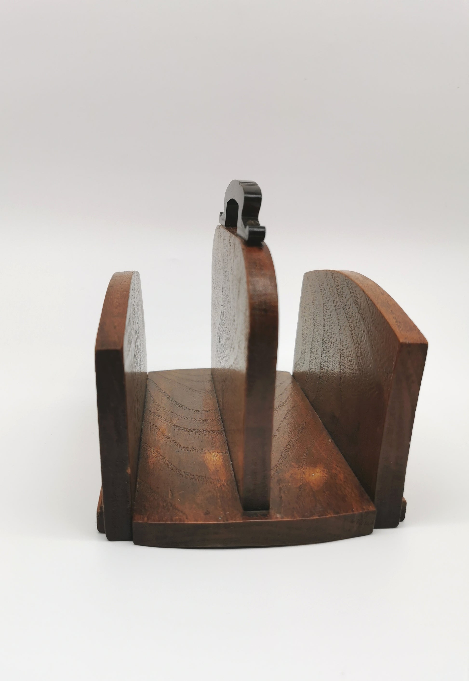 Vintage Double-Sided Wooden Letter Rack, Mid-Century Bakelite Handle