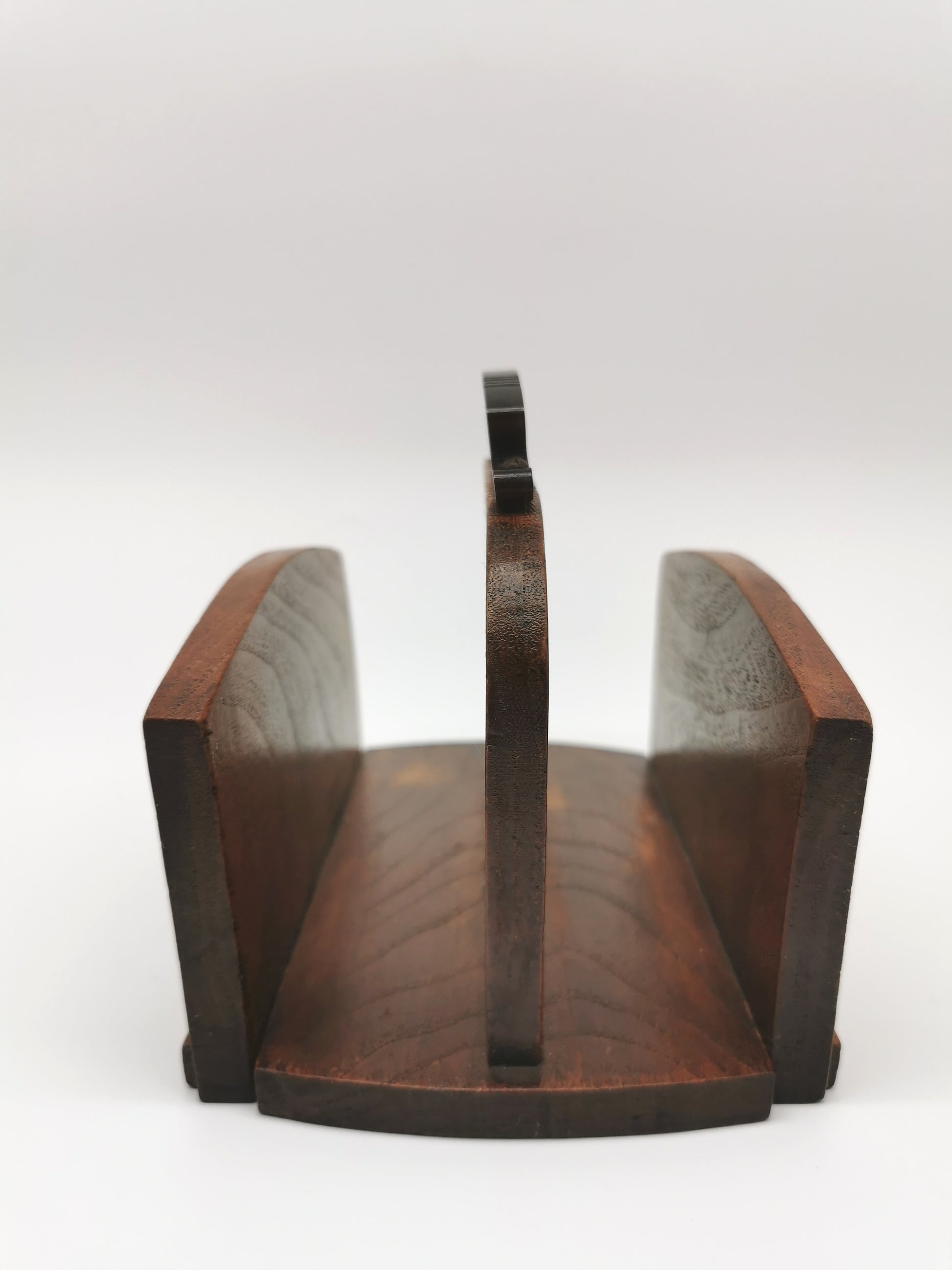 Vintage Double-Sided Wooden Letter Rack, Mid-Century Bakelite Handle