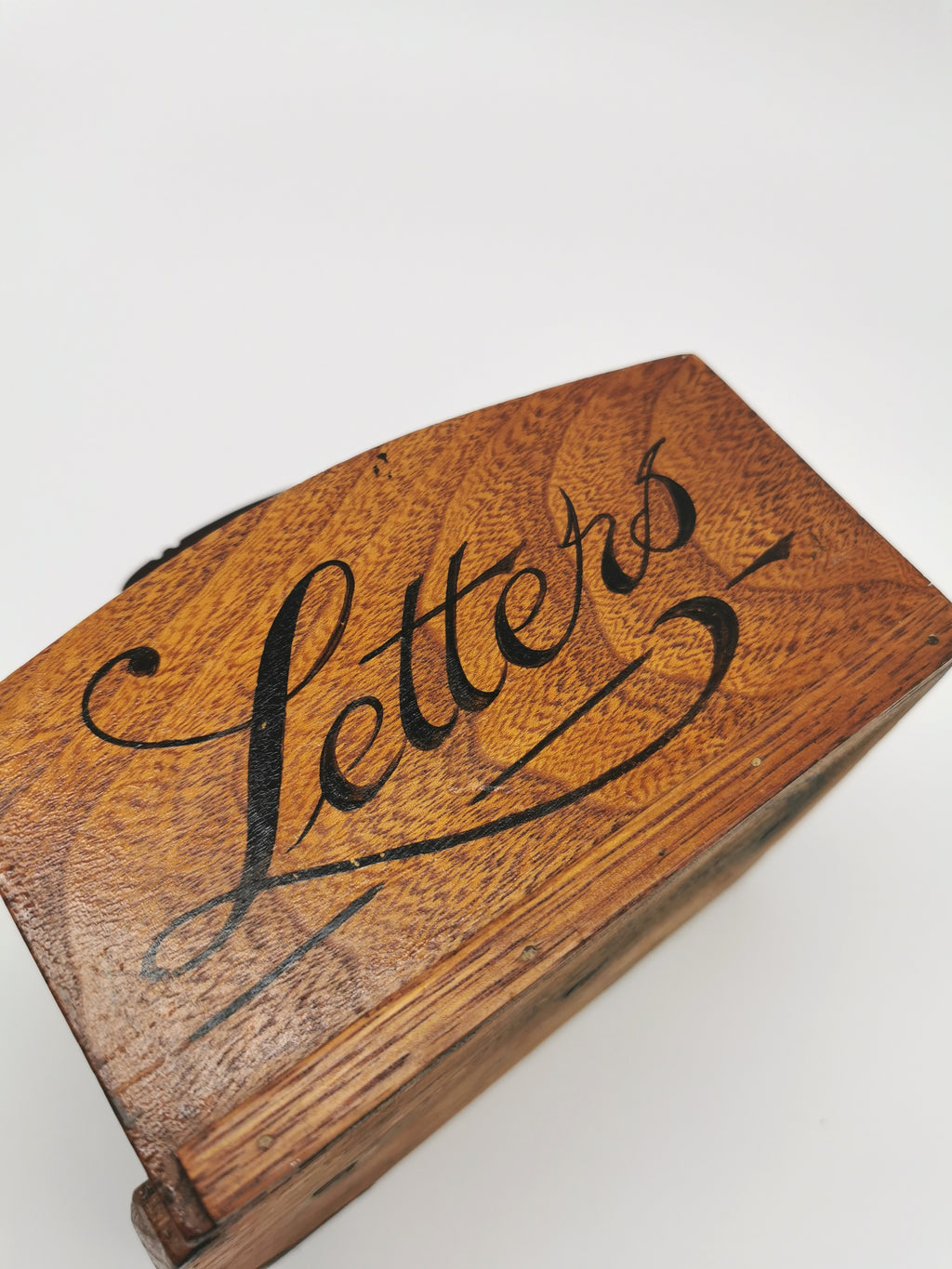 Vintage Double-Sided Wooden Letter Rack, Mid-Century Bakelite Handle