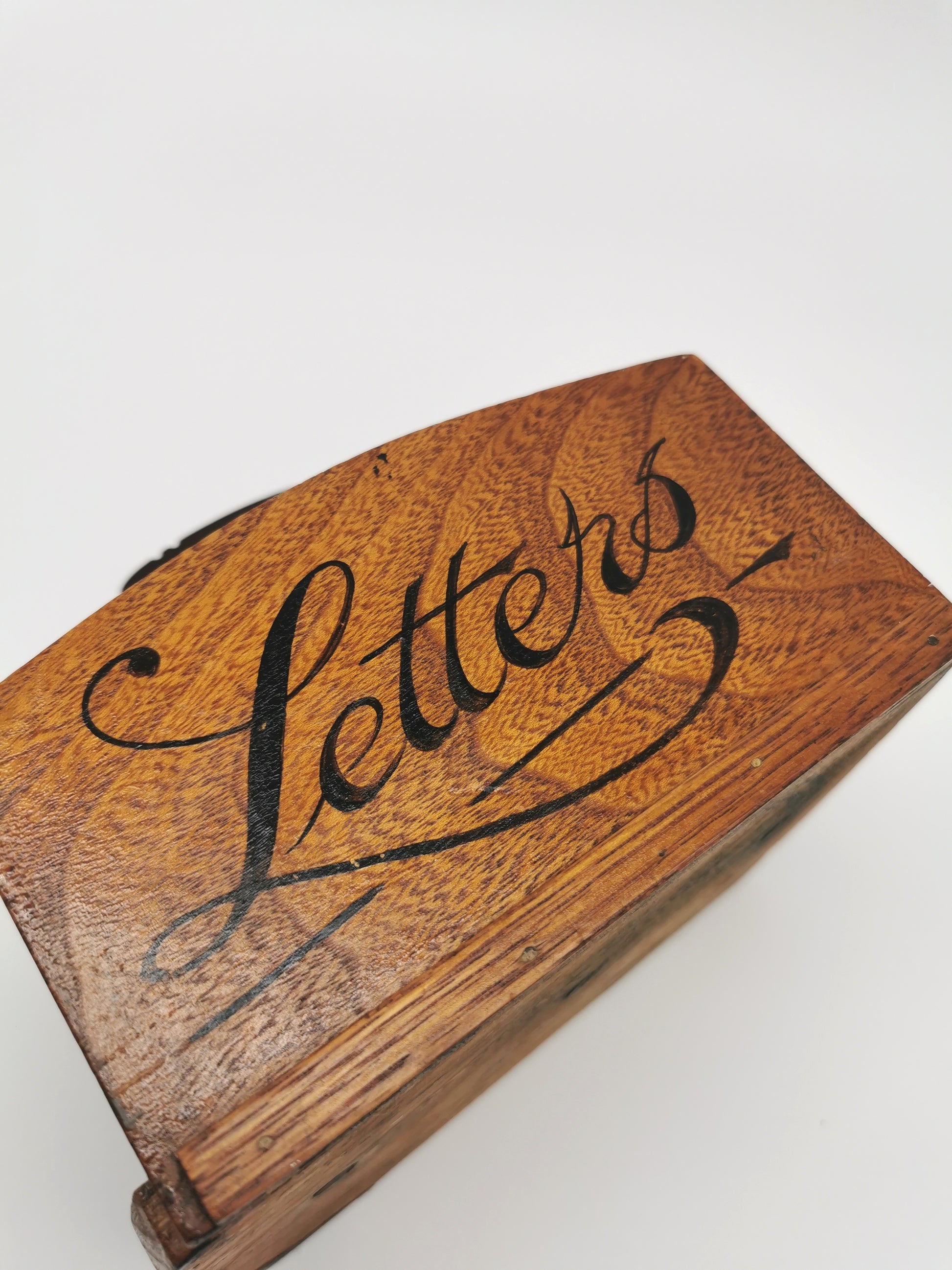 Vintage Double-Sided Wooden Letter Rack, Mid-Century Bakelite Handle
