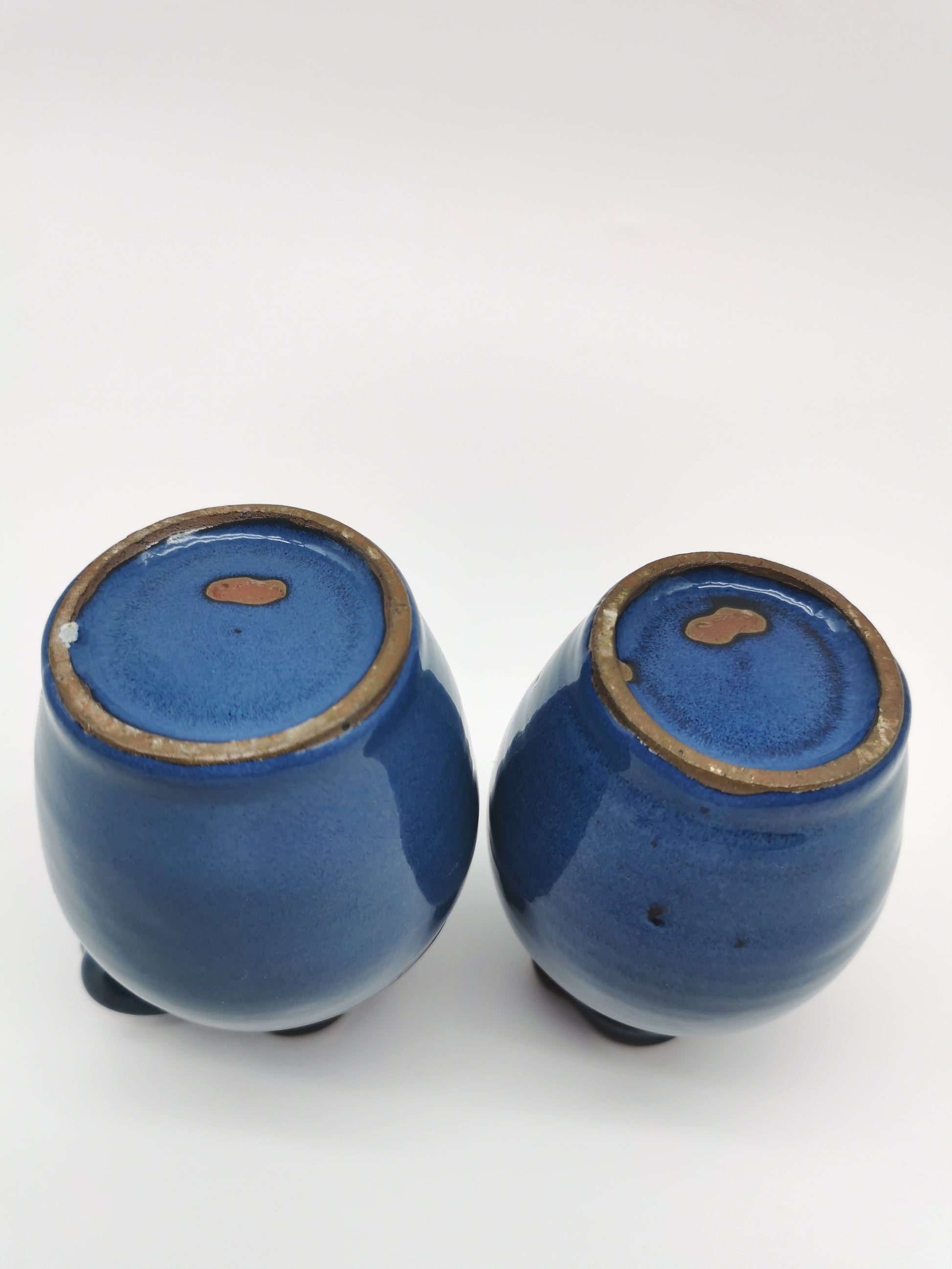 Denby pottery pair of blue jugs pots