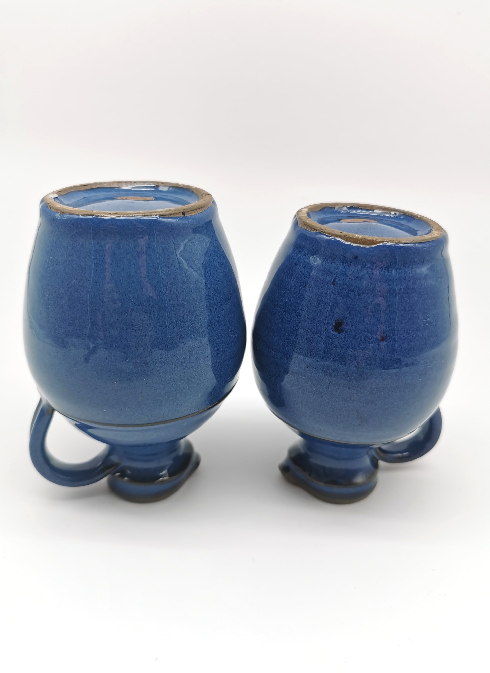 Denby pottery pair of blue jugs pots