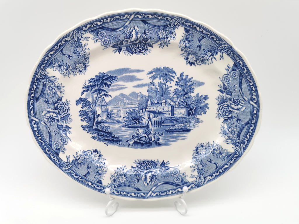 Vintage Wedgwood Festoon Blue & White Oval Serving Platter - Dresser Collection