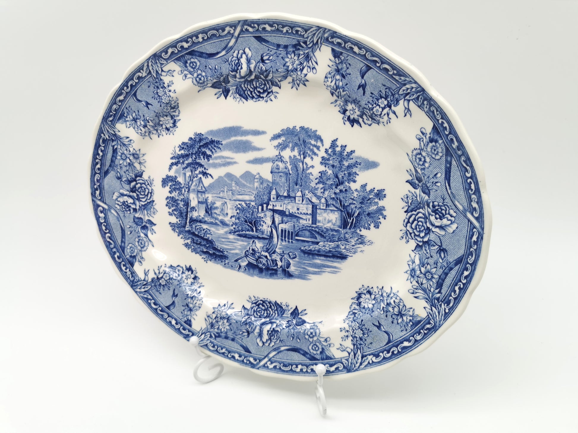 Vintage Wedgwood Festoon Blue & White Oval Serving Platter - Dresser Collection