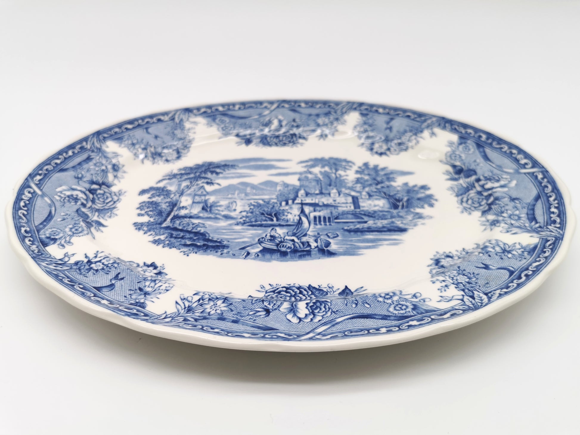 Vintage Wedgwood Festoon Blue & White Oval Serving Platter - Dresser Collection