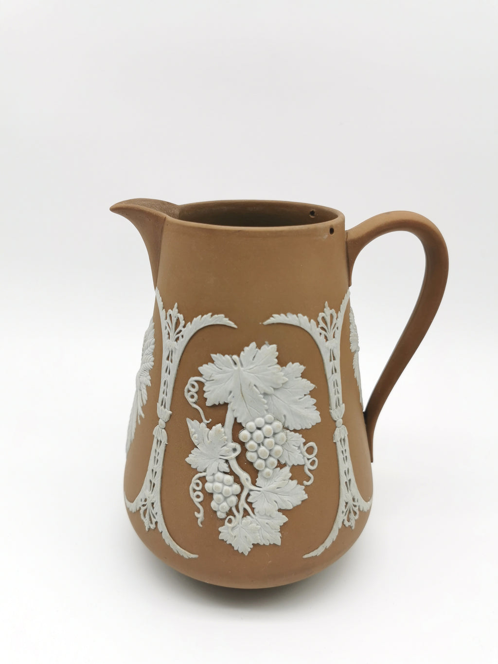 Antique Dudson Hanley Brown Jasperware Harvest Jug Pitcher