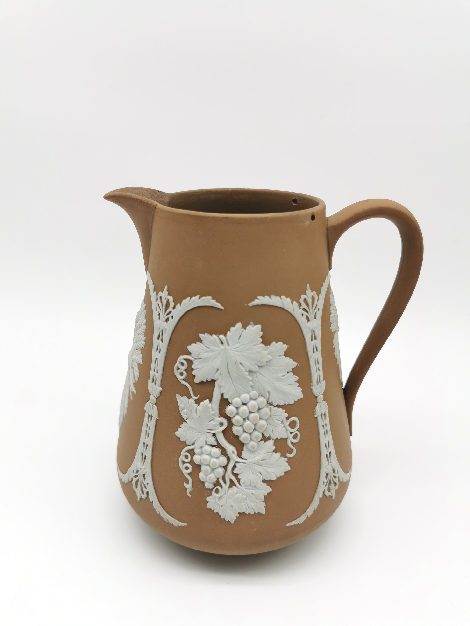 Antique Dudson Hanley Brown Jasperware Harvest Jug Pitcher