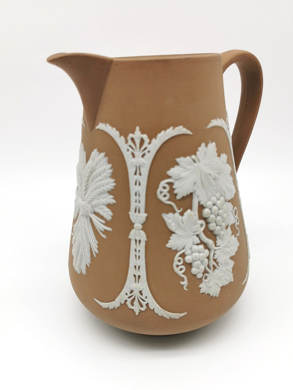 Antique Dudson Hanley Brown Jasperware Harvest Jug Pitcher