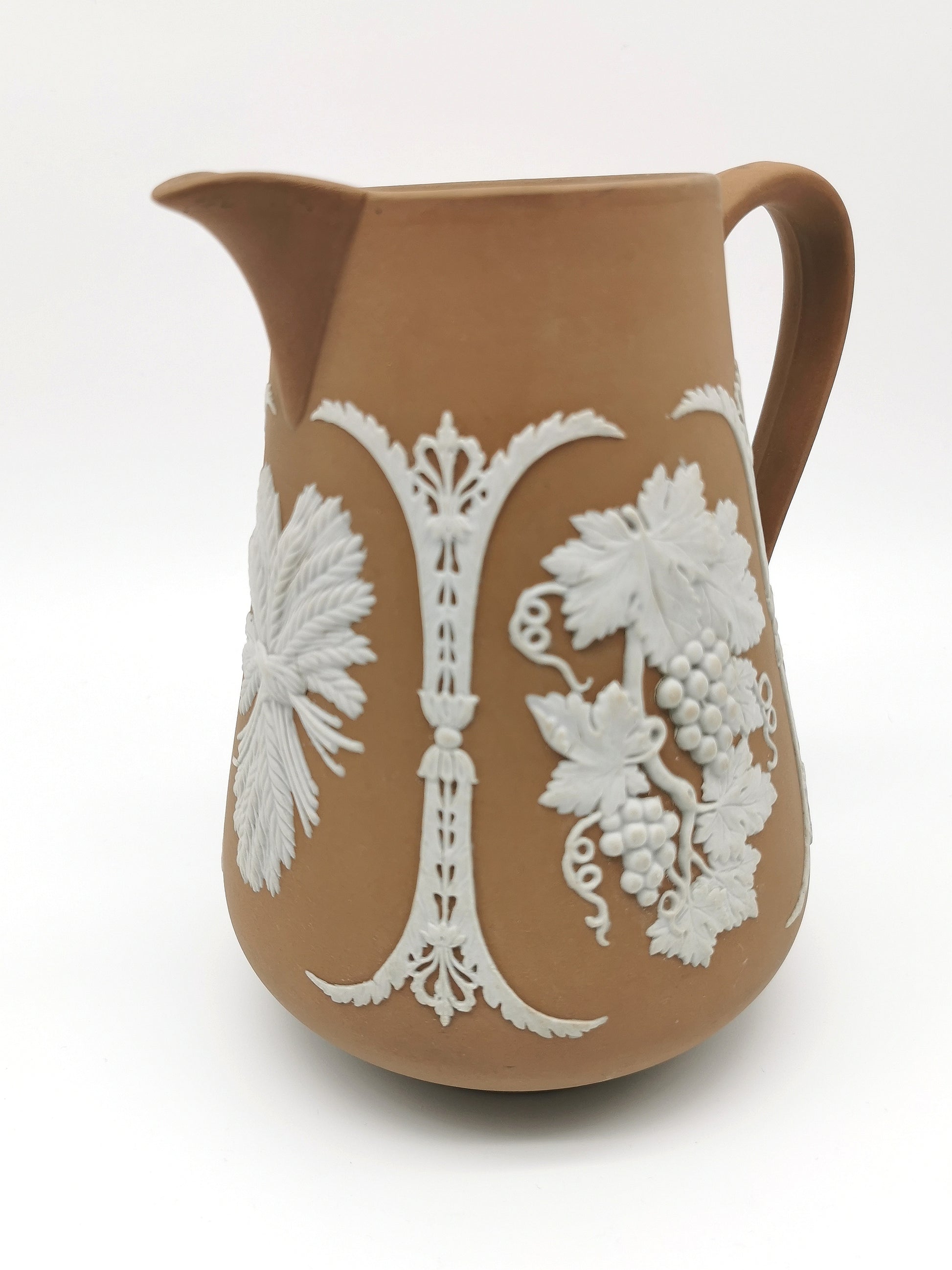 Antique Dudson Hanley Brown Jasperware Harvest Jug Pitcher
