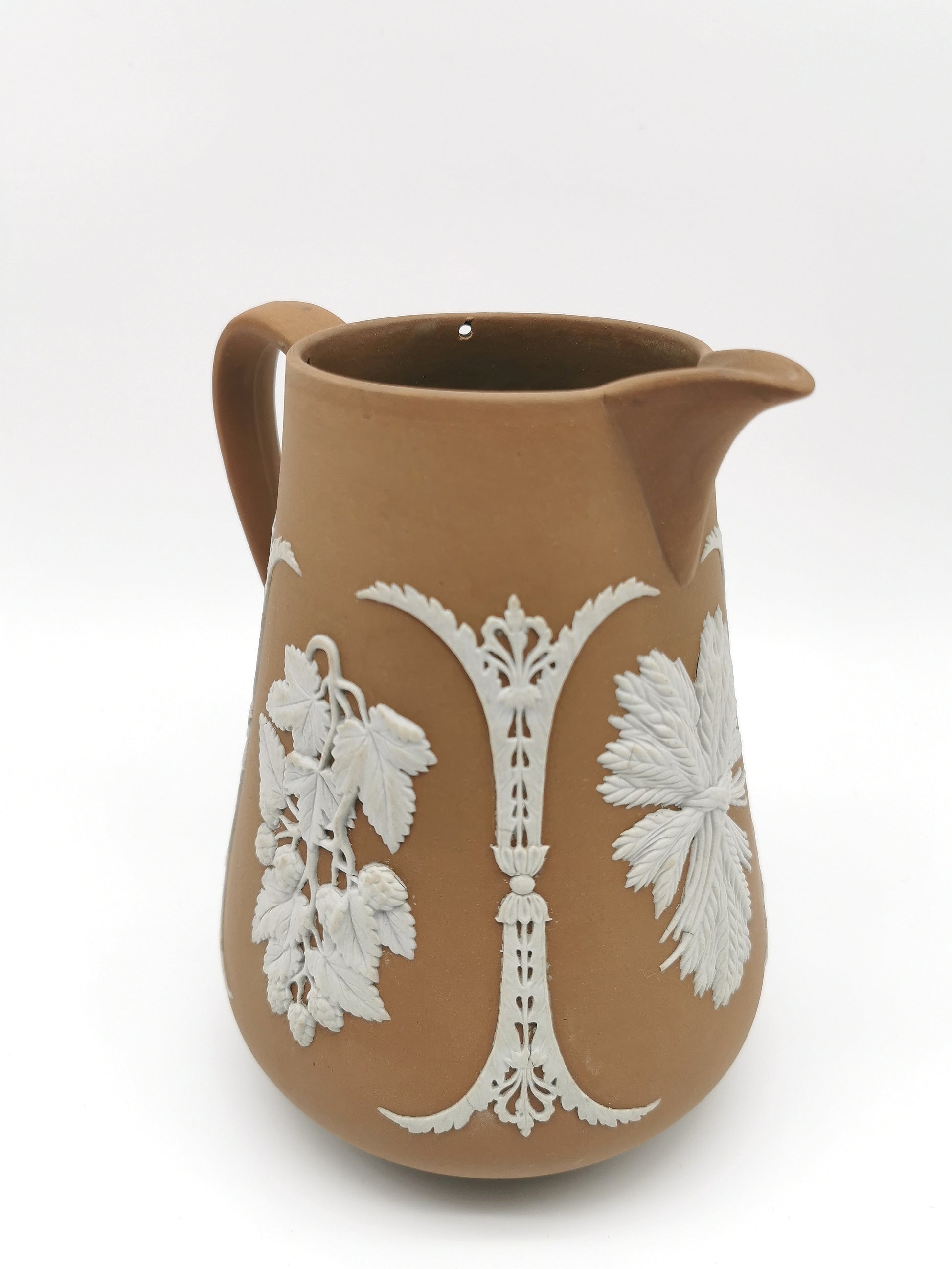 Antique Dudson Hanley Brown Jasperware Harvest Jug Pitcher