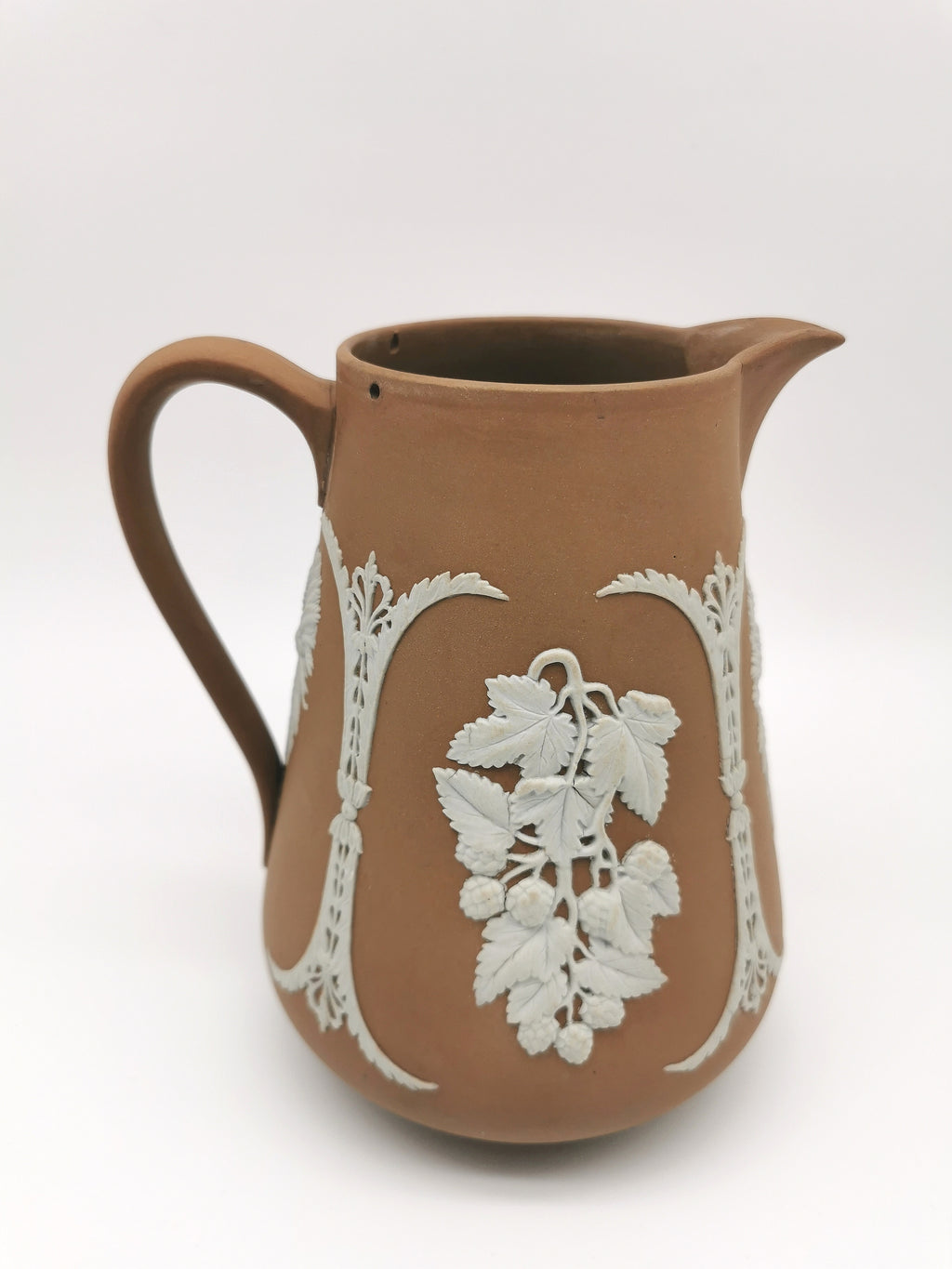 Antique Dudson Hanley Brown Jasperware Harvest Jug Pitcher