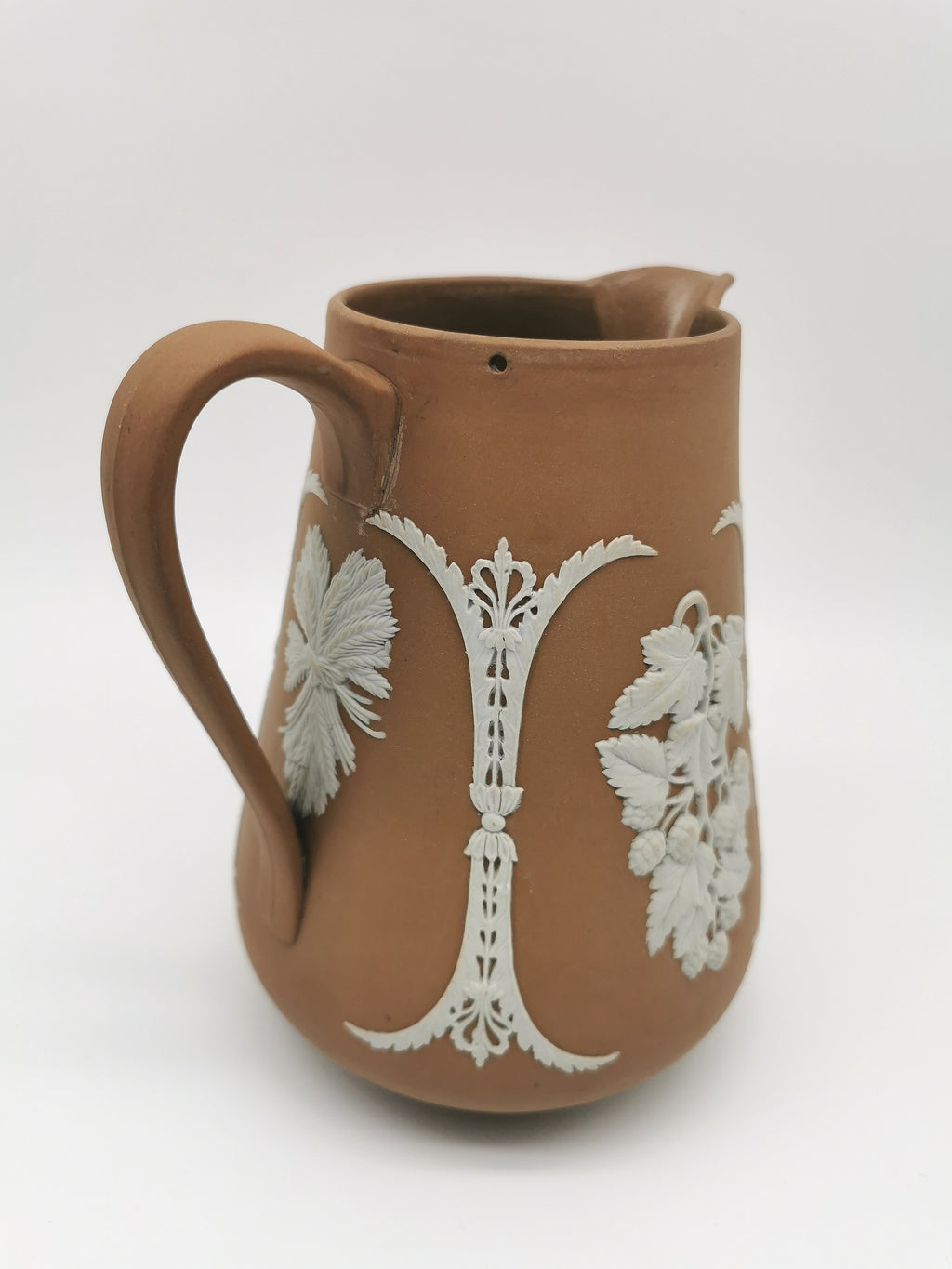 Antique Dudson Hanley Brown Jasperware Harvest Jug Pitcher
