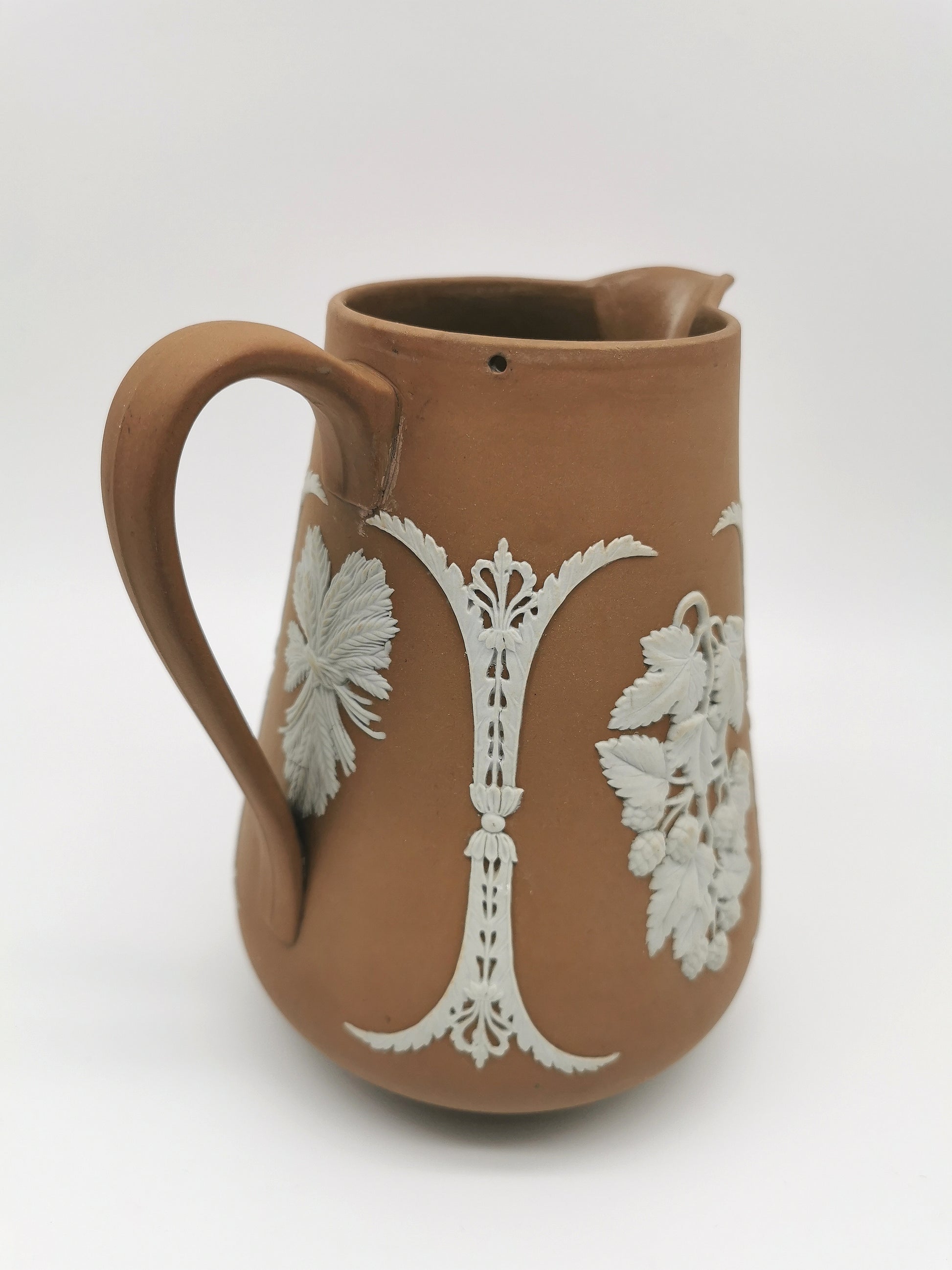 Antique Dudson Hanley Brown Jasperware Harvest Jug Pitcher