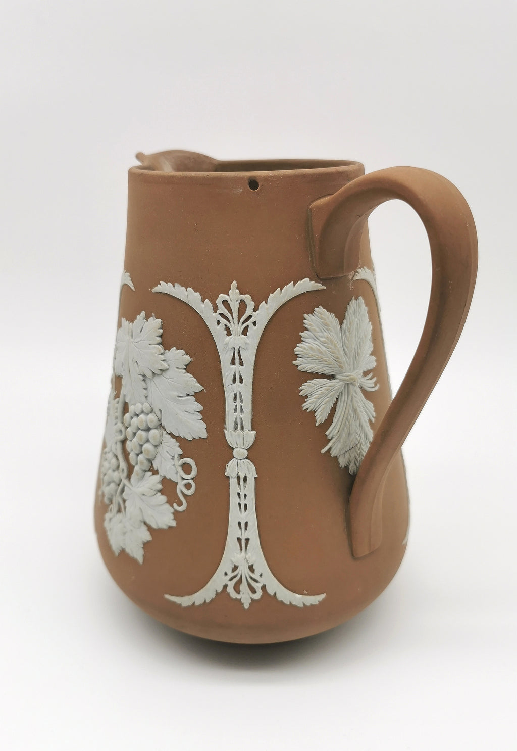 Antique Dudson Hanley Brown Jasperware Harvest Jug Pitcher