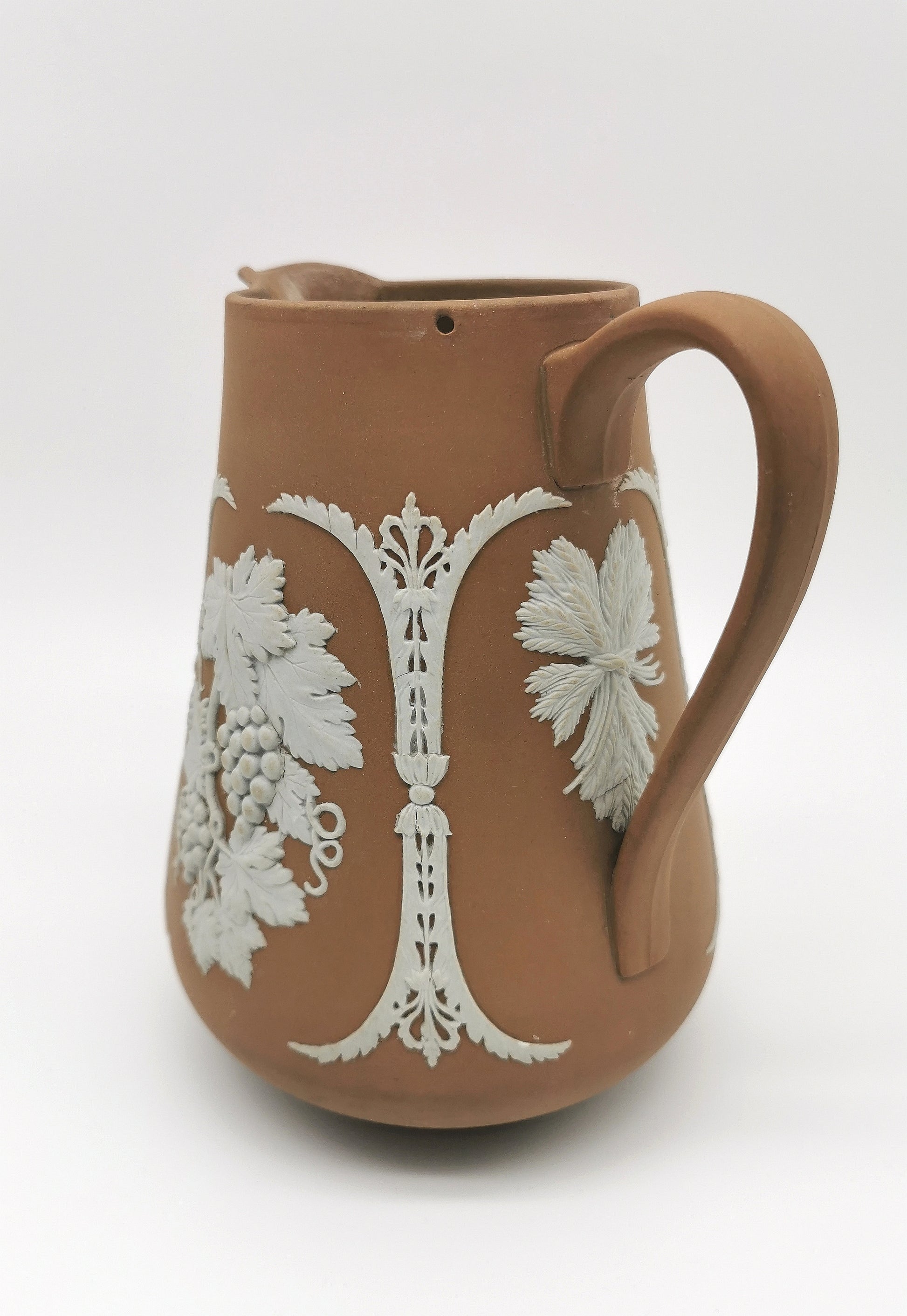 Antique Dudson Hanley Brown Jasperware Harvest Jug Pitcher