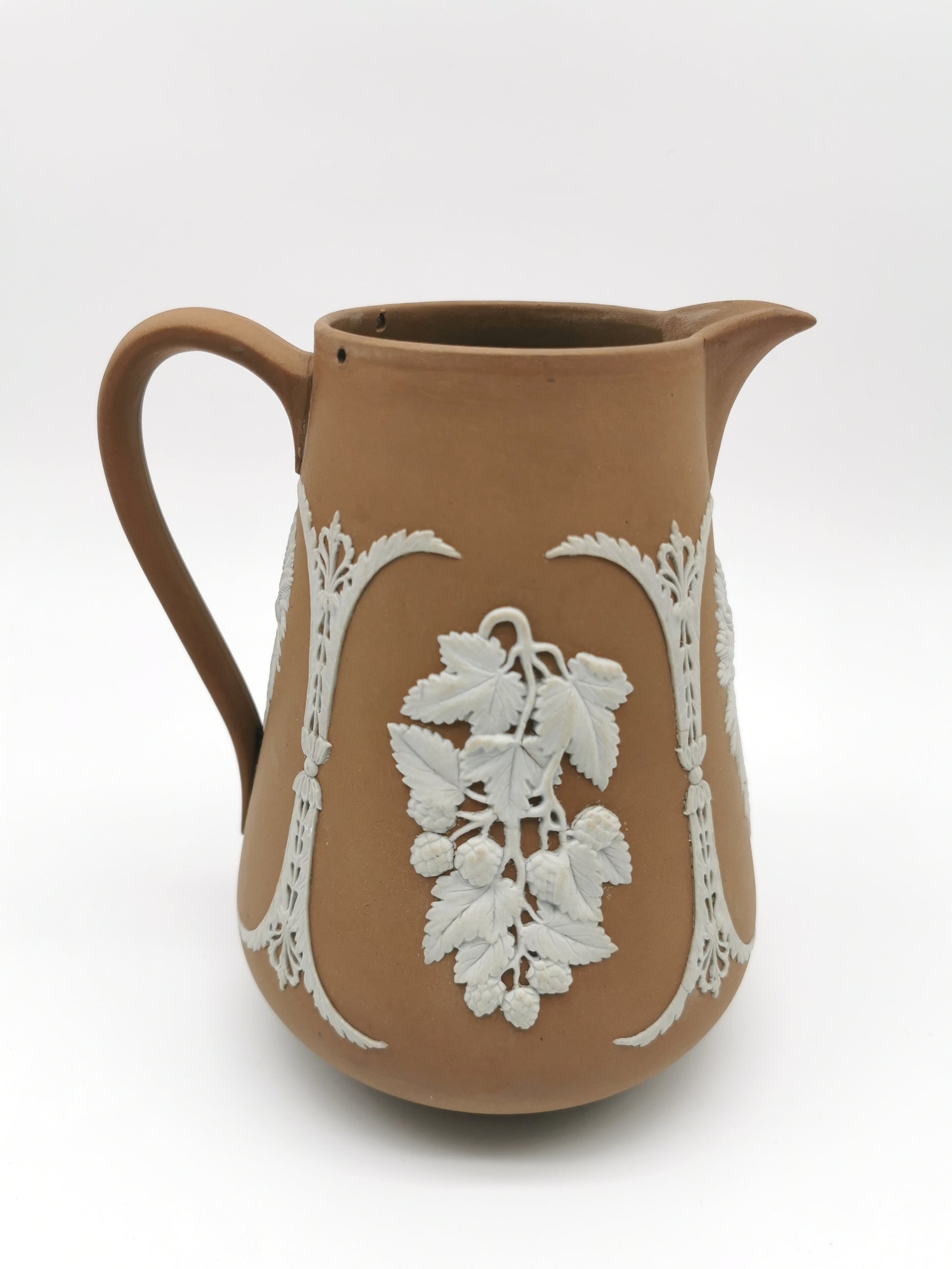 Antique Dudson Hanley Brown Jasperware Harvest Jug Pitcher