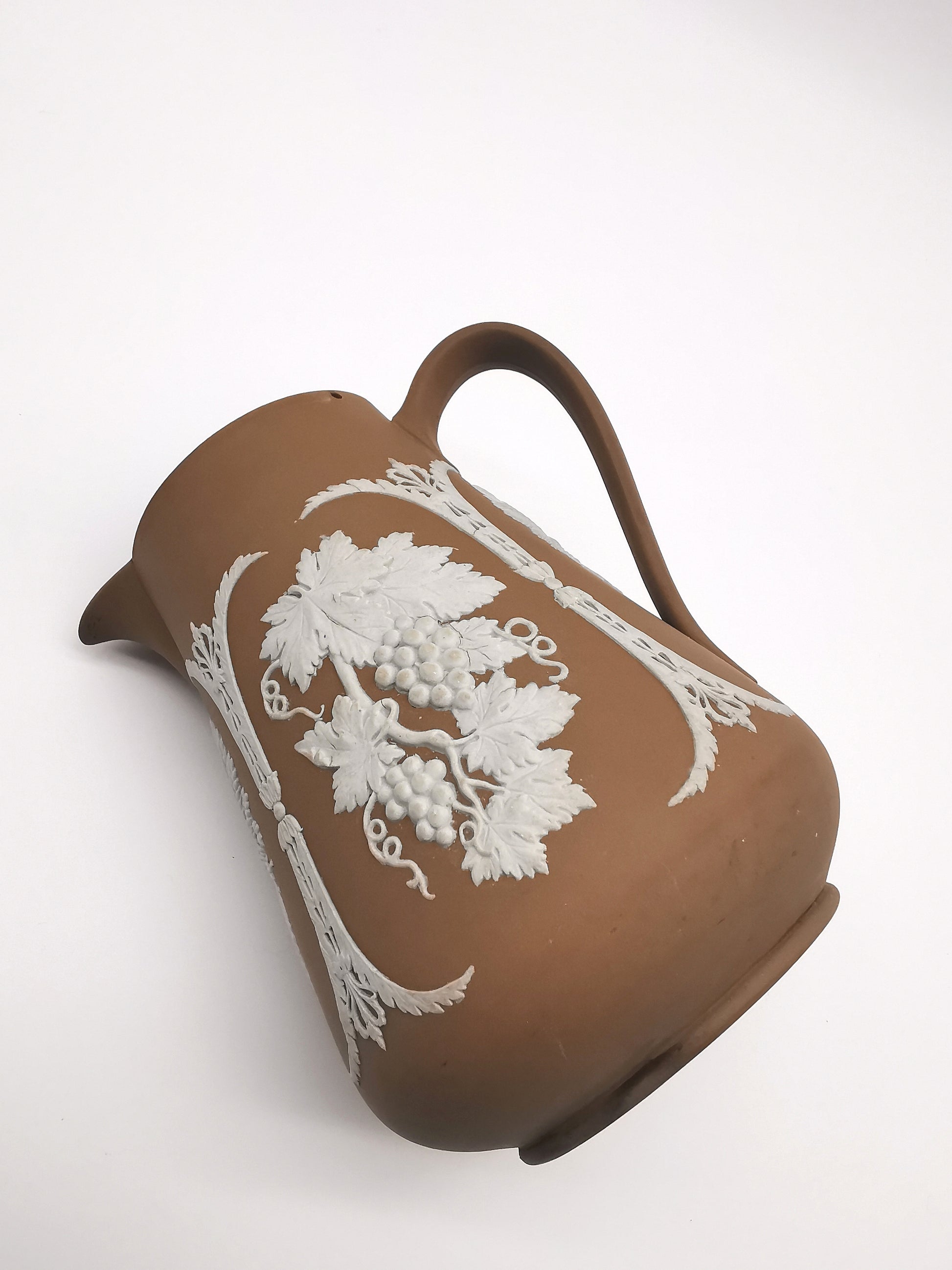 Antique Dudson Hanley Brown Jasperware Harvest Jug Pitcher