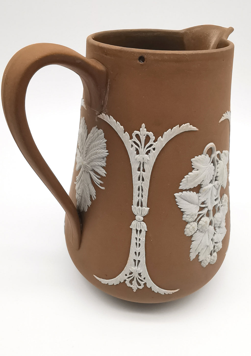 Antique Dudson Hanley Brown Jasperware Harvest Jug Pitcher