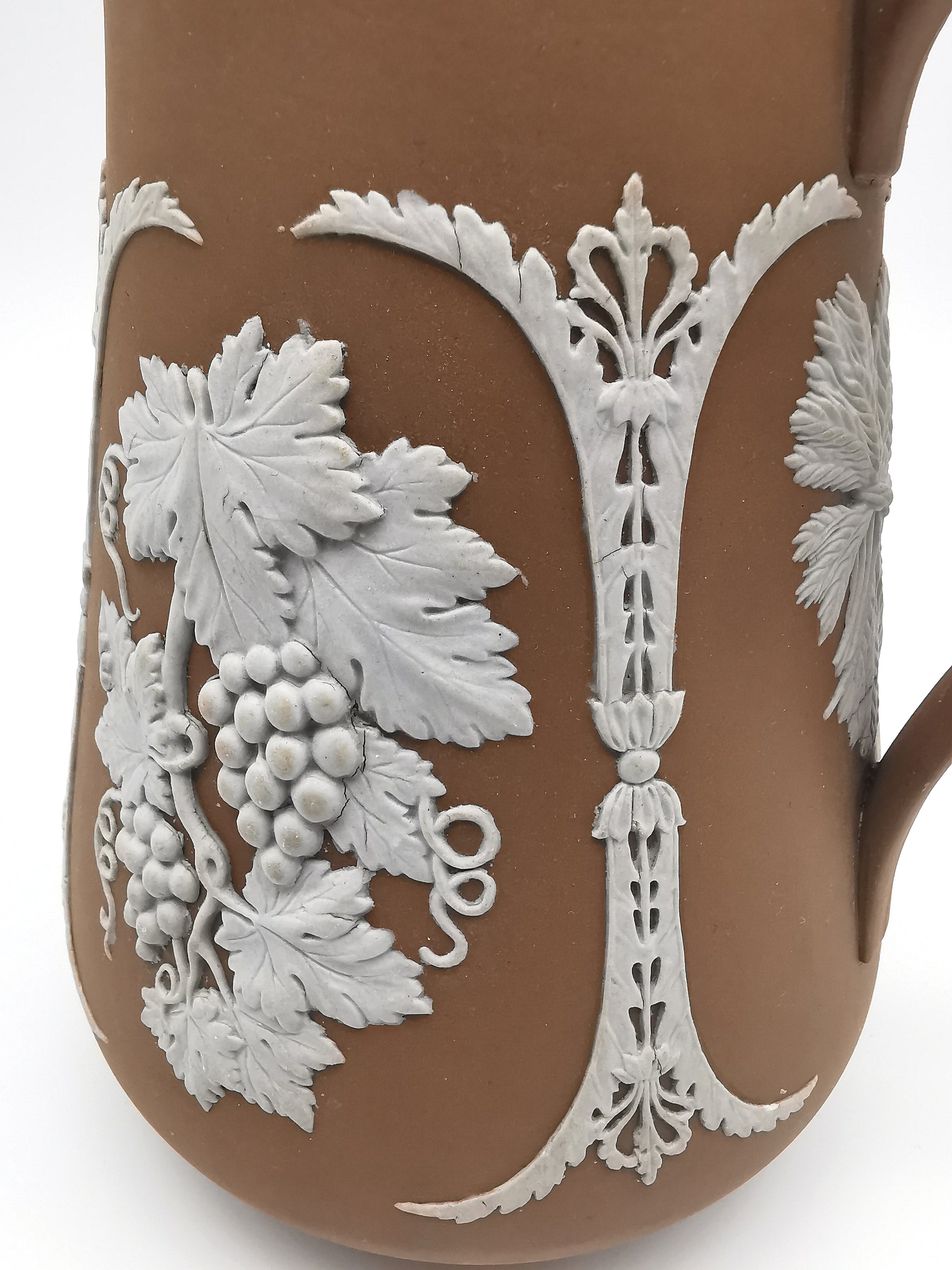 Antique Dudson Hanley Brown Jasperware Harvest Jug Pitcher