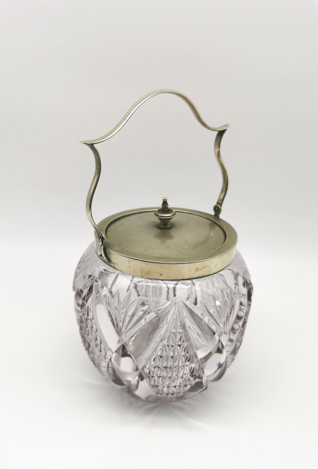 Antique Victorian Cut Crystal & Silver-Plated Biscuit Barrel