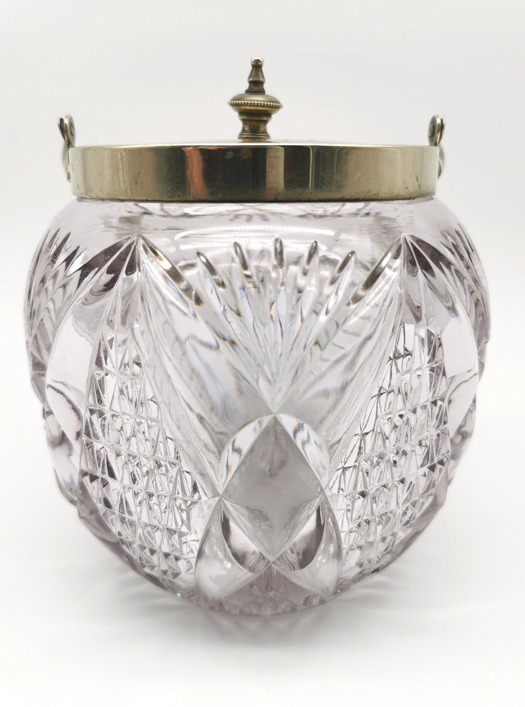 Antique Victorian Cut Crystal & Silver-Plated Biscuit Barrel