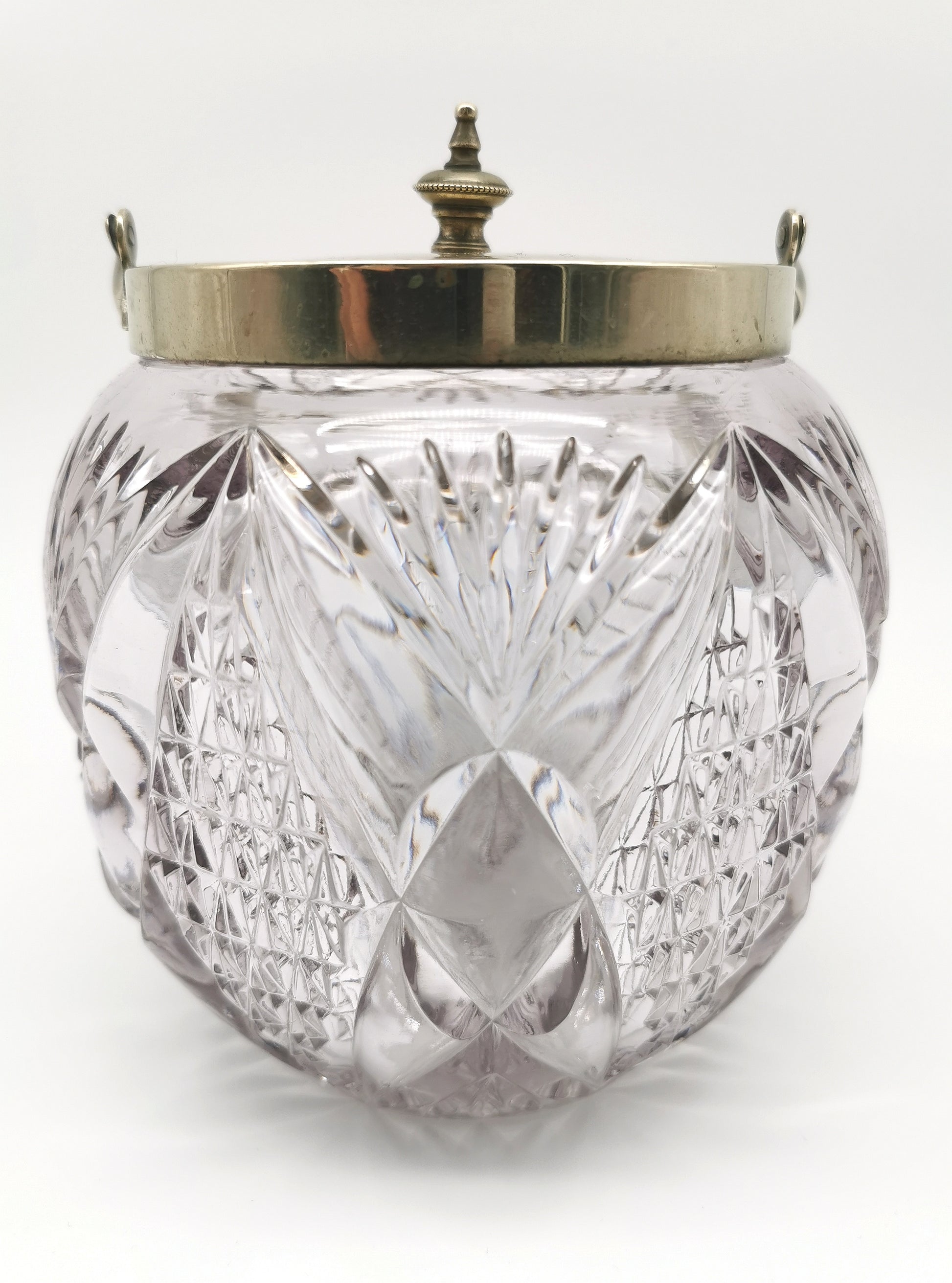 Antique Victorian Cut Crystal & Silver-Plated Biscuit Barrel