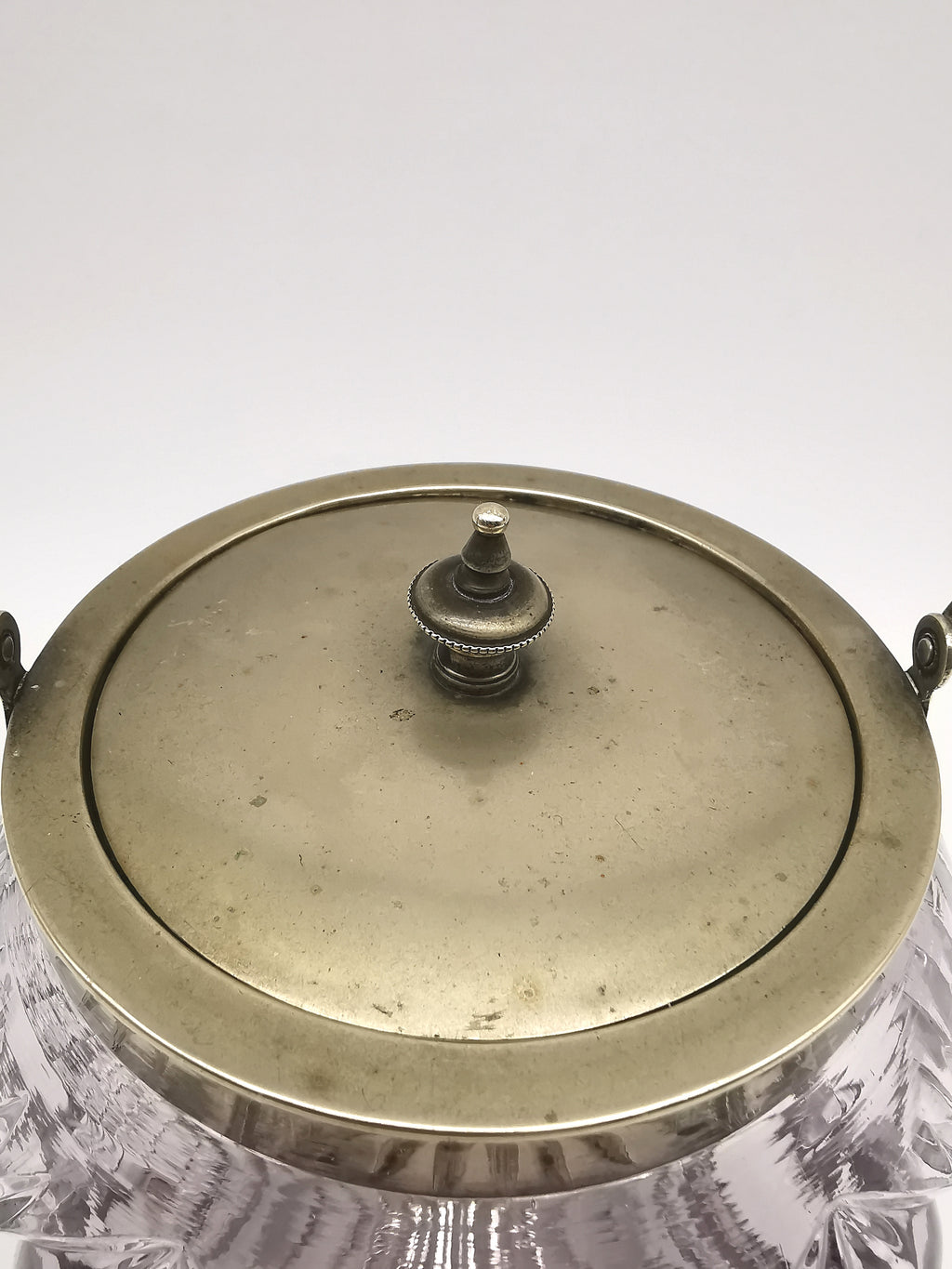 Antique Victorian Cut Crystal & Silver-Plated Biscuit Barrel