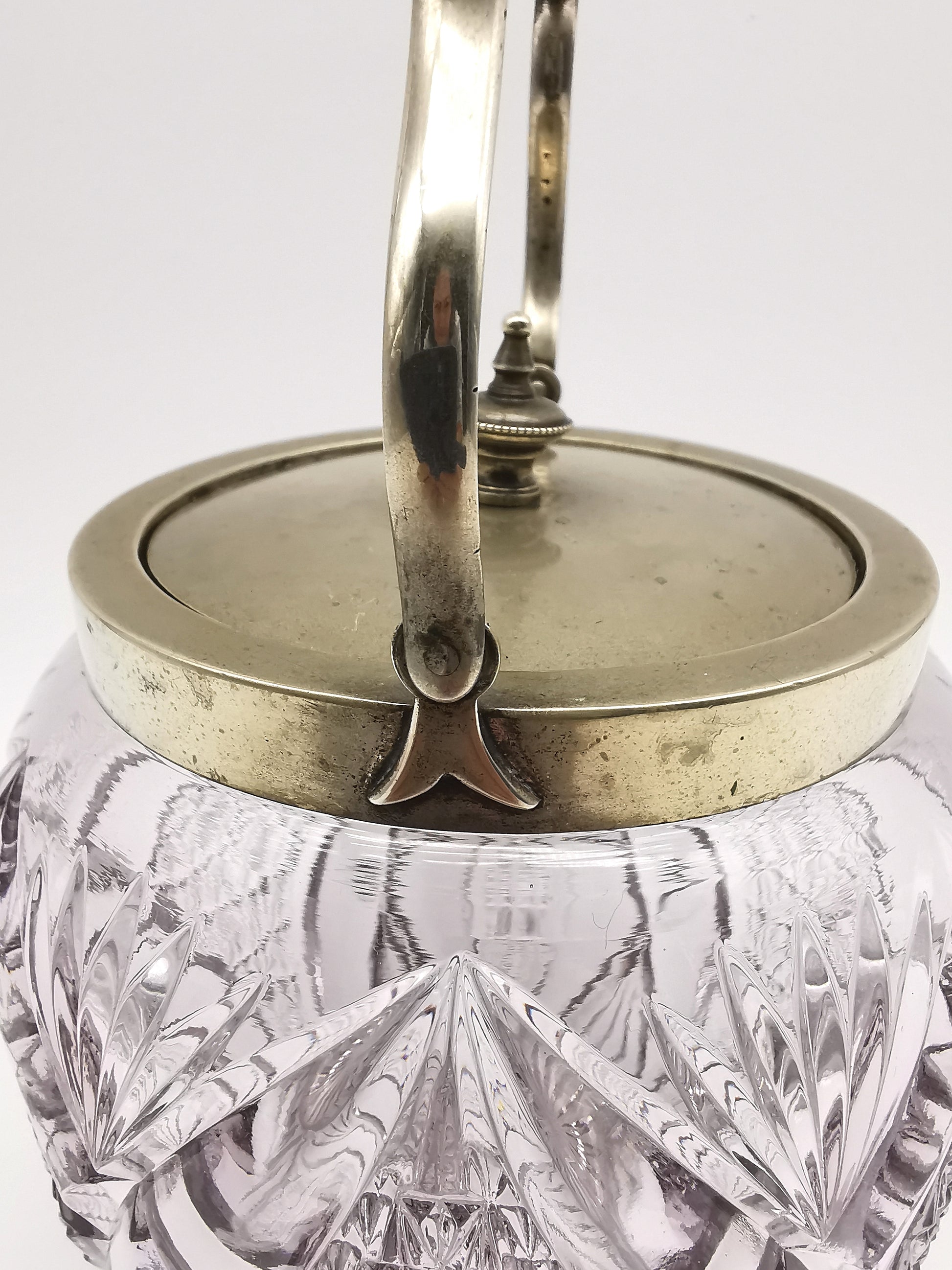 Antique Victorian Cut Crystal & Silver-Plated Biscuit Barrel