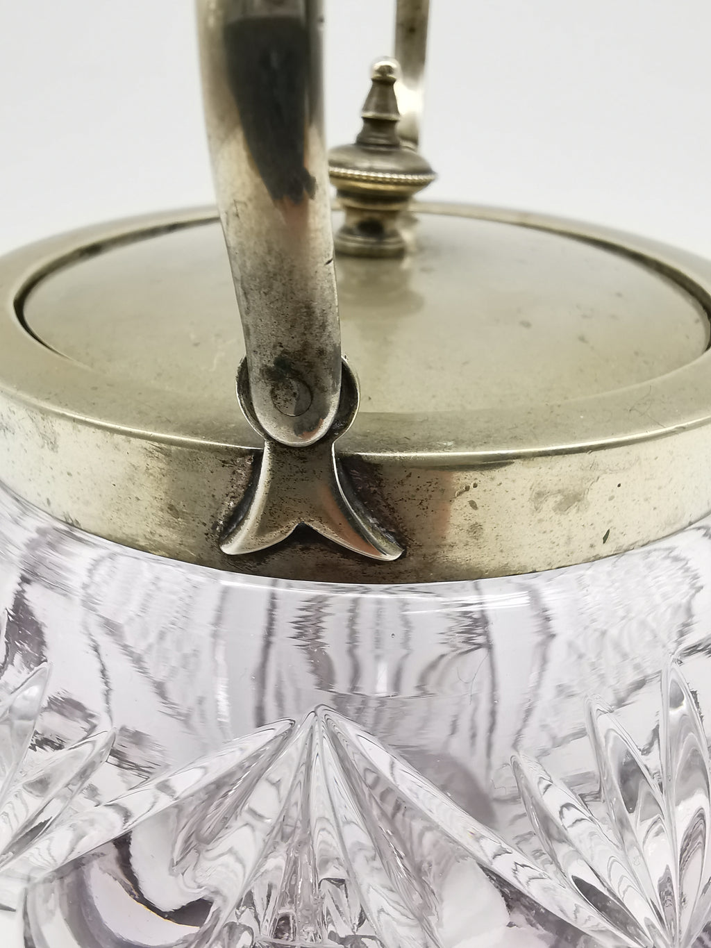 Antique Victorian Cut Crystal & Silver-Plated Biscuit Barrel
