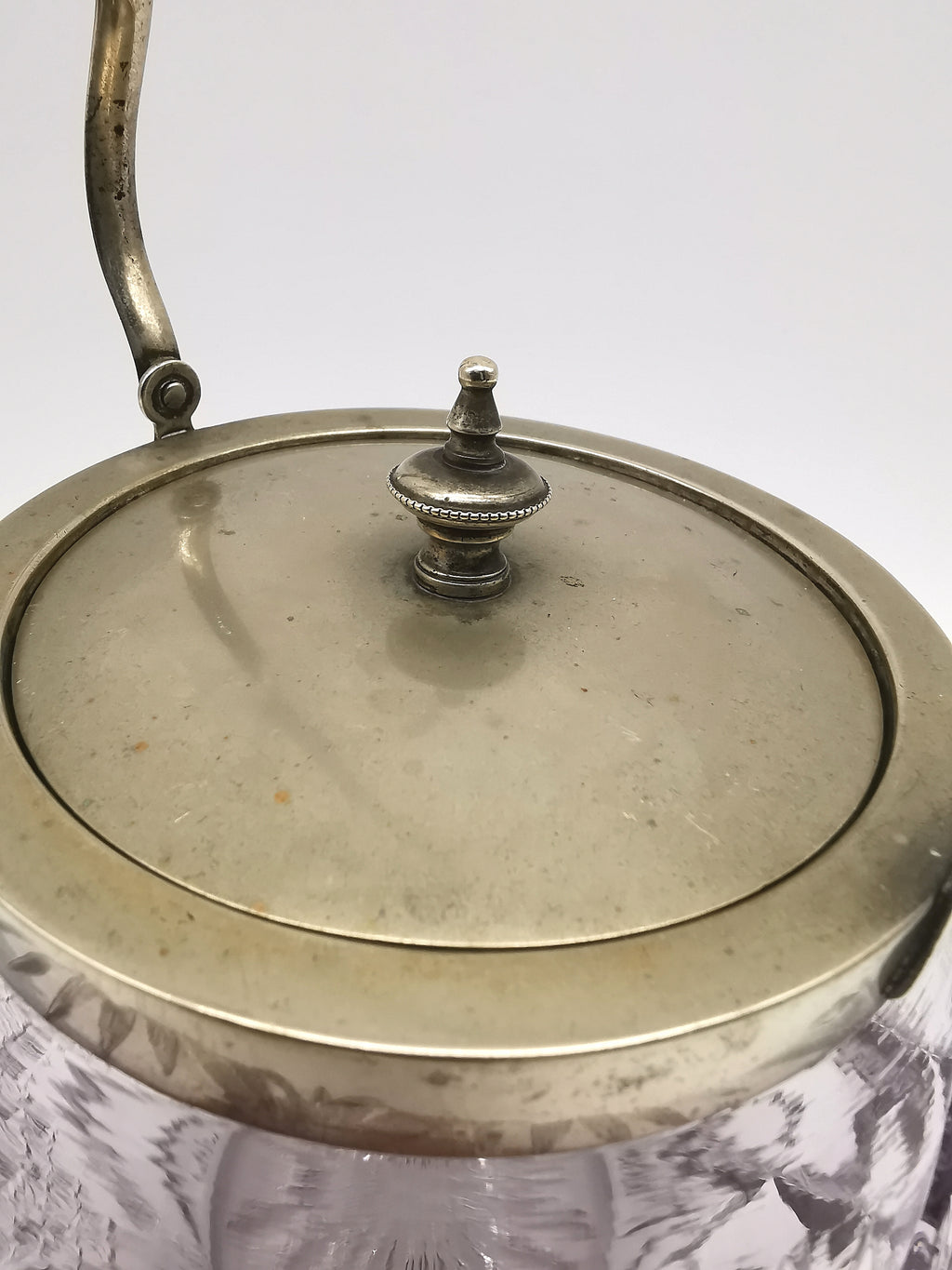 Antique Victorian Cut Crystal & Silver-Plated Biscuit Barrel