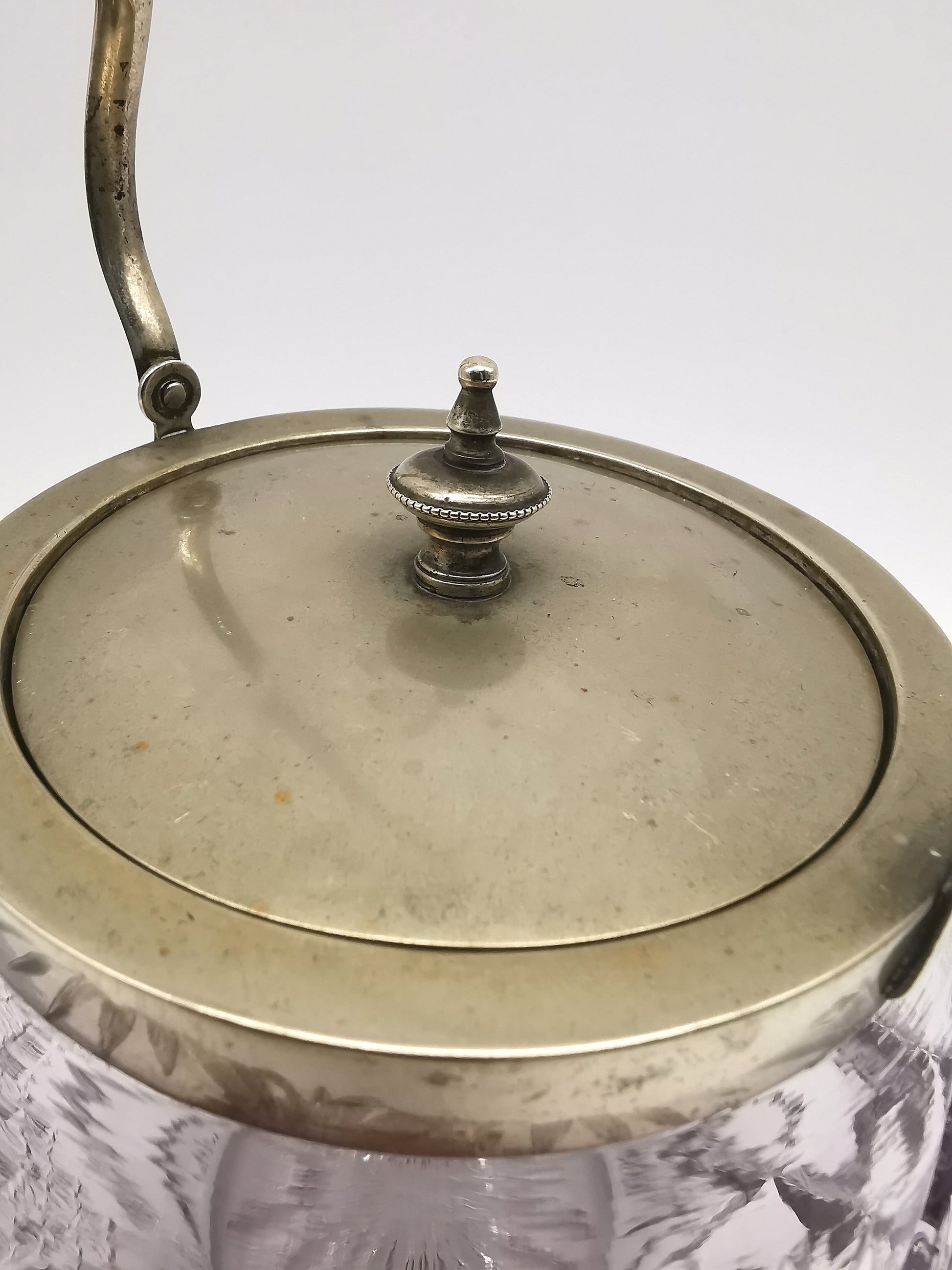 Antique Victorian Cut Crystal & Silver-Plated Biscuit Barrel